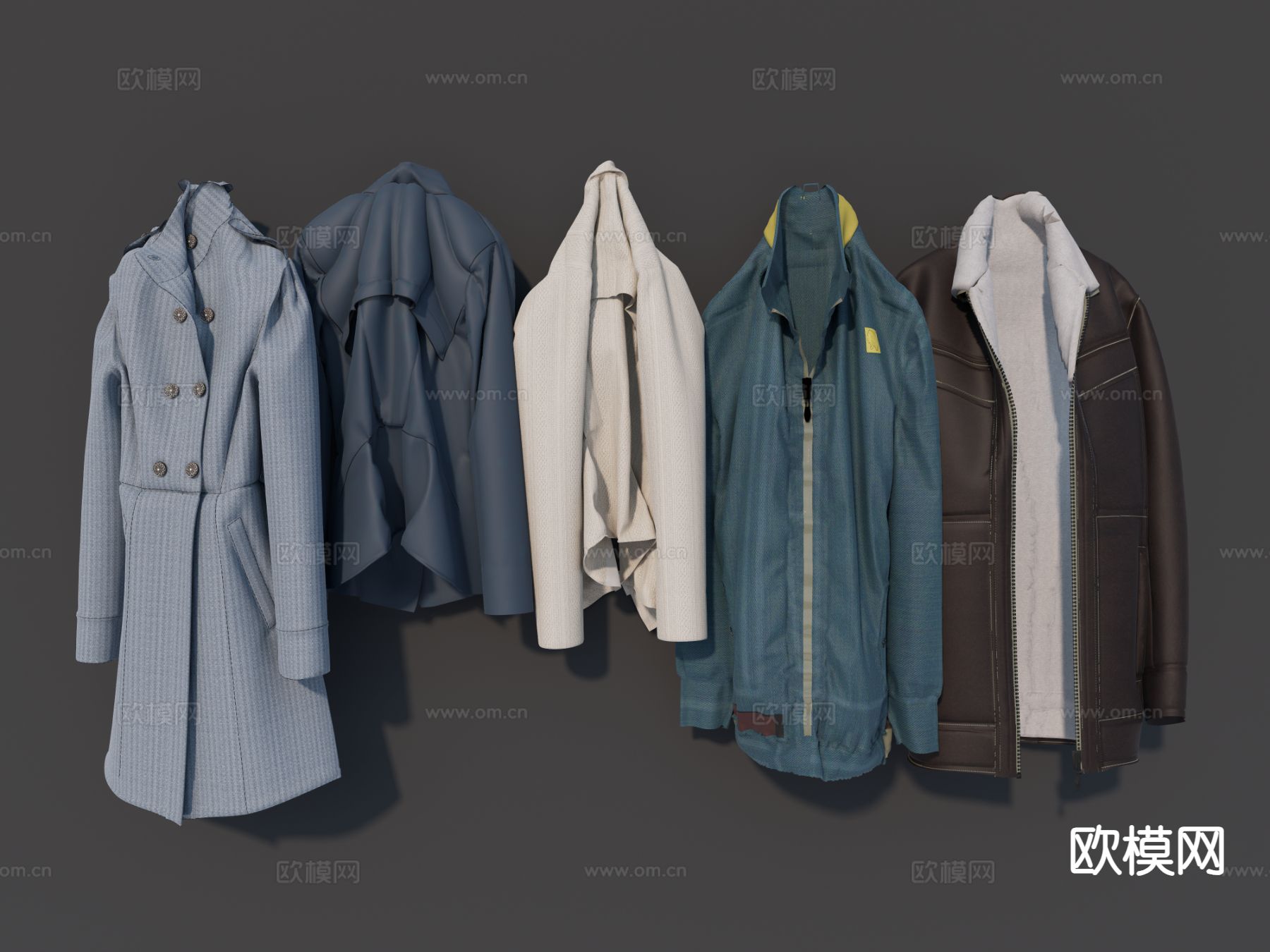 男士服装 外套 皮衣 夹克su模型下载（渲染图2）
