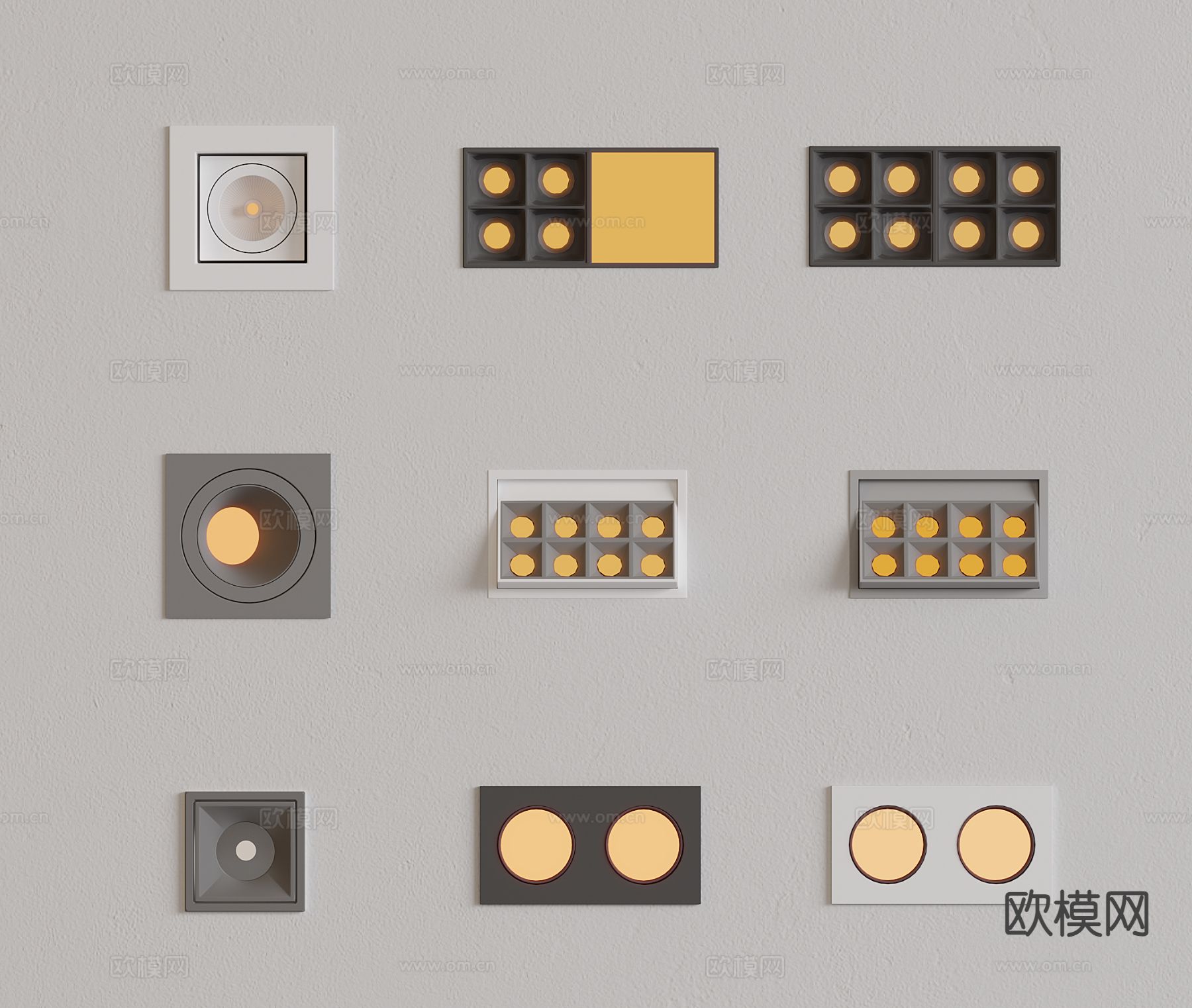 格栅灯 筒灯射灯 栅格方灯 斗胆方灯3d模型