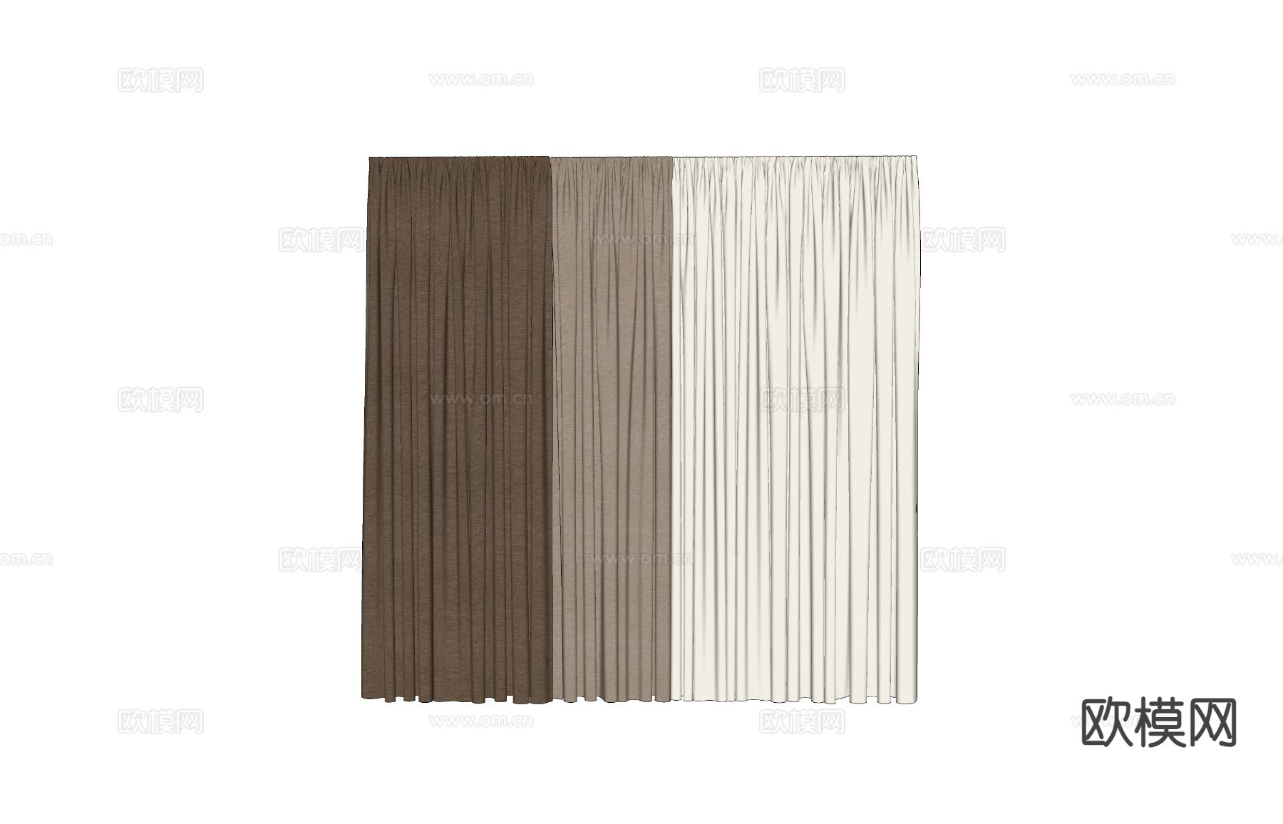 素色窗帘 窗纱 纱帘su模型下载（渲染图1）