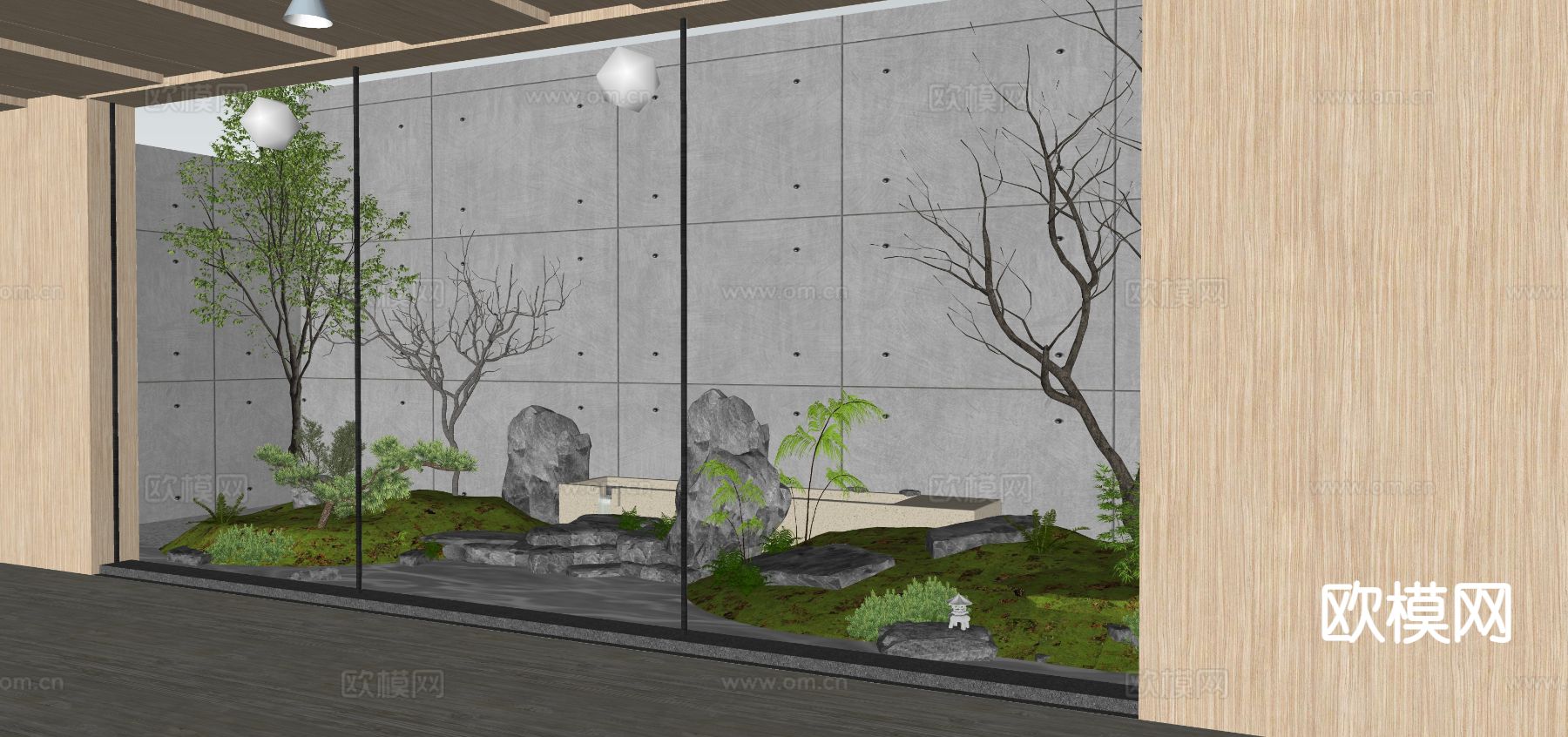 酒店中庭 景观小品su模型下载（渲染图2）