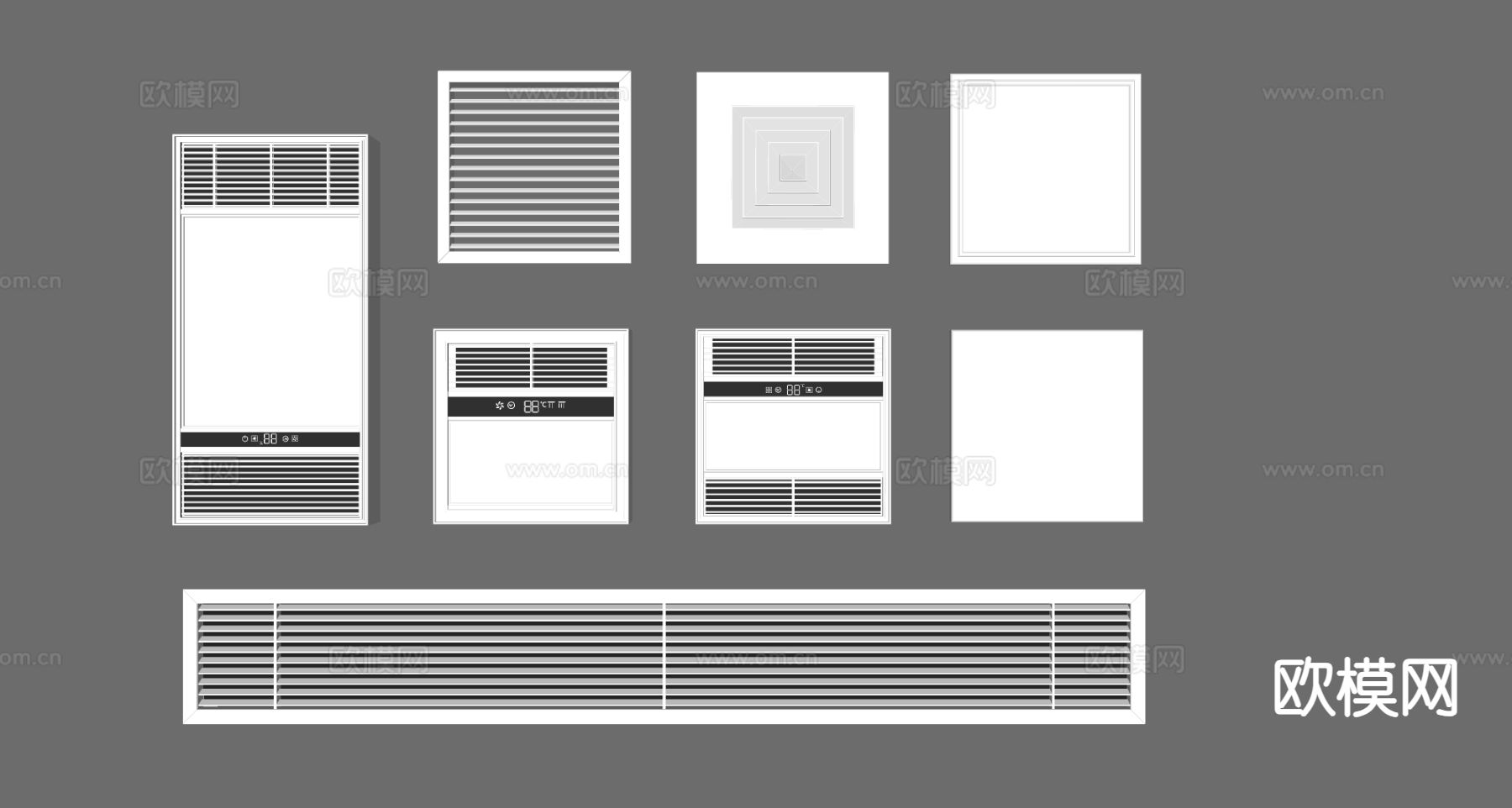 浴霸铝扣板 平板灯 排气扇su模型下载（渲染图1）