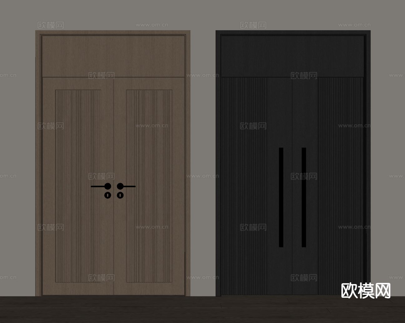 意式极简双开门 对开门su模型下载（渲染图1）
