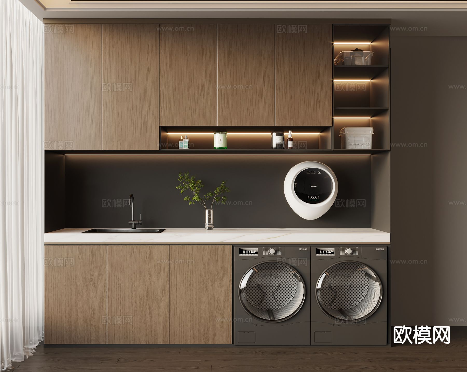 意式阳台柜 洗衣机柜3d模型下载