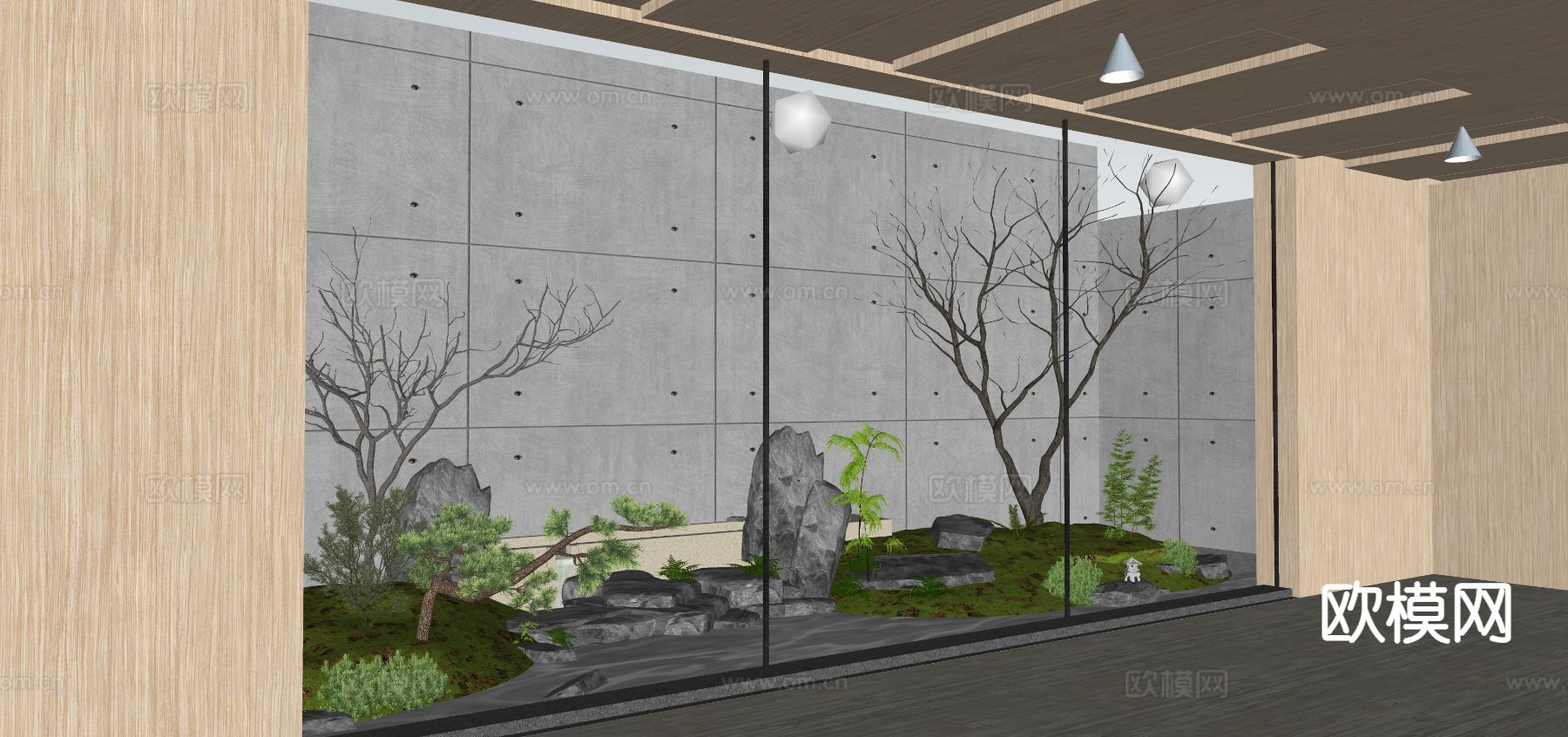 酒店中庭 景观小品su模型下载（渲染图3）