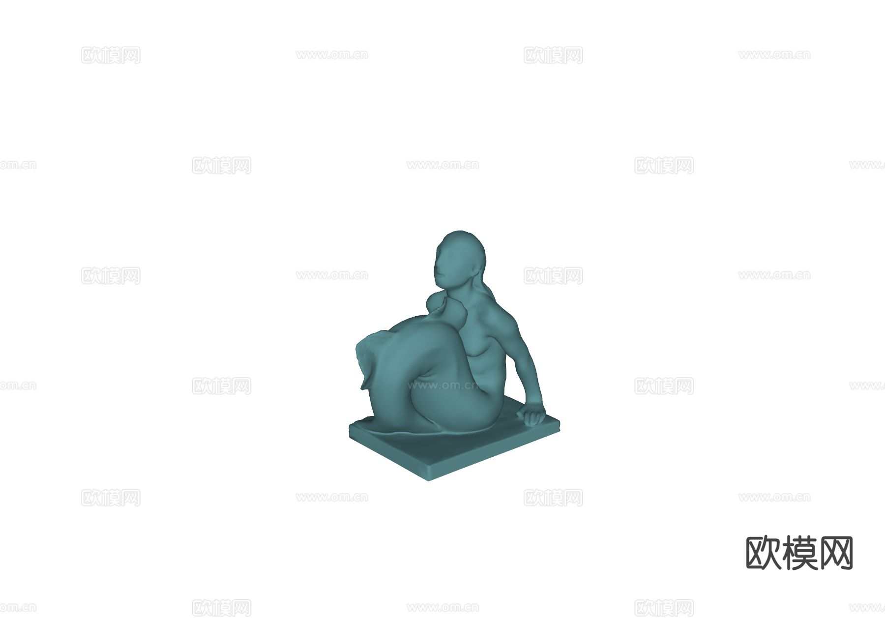 美人鱼雕塑 艺术摆件su模型下载（渲染图1）