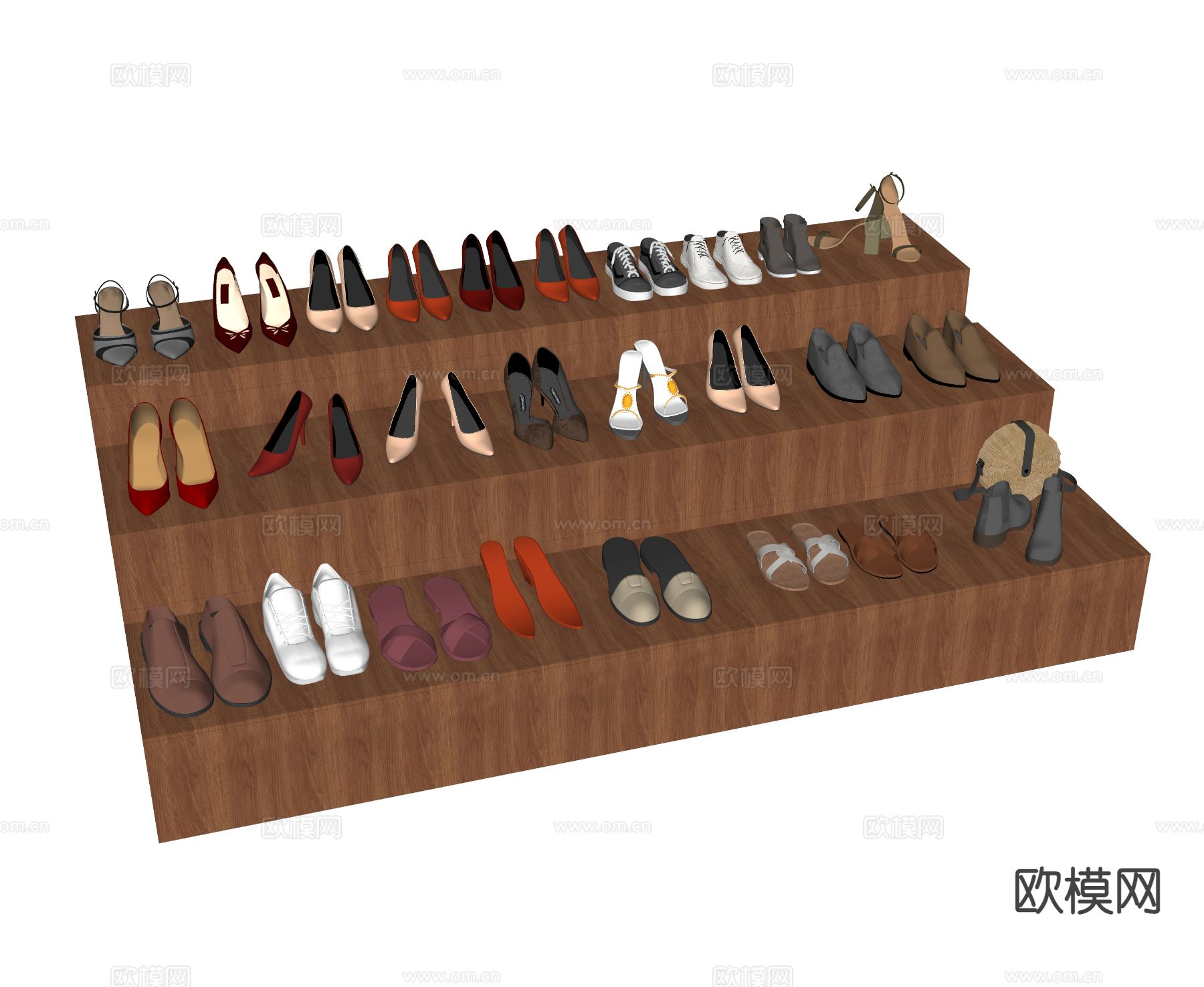 现代鞋子 男鞋 女鞋 凉鞋 高跟鞋 皮鞋su模型下载（渲染图1）