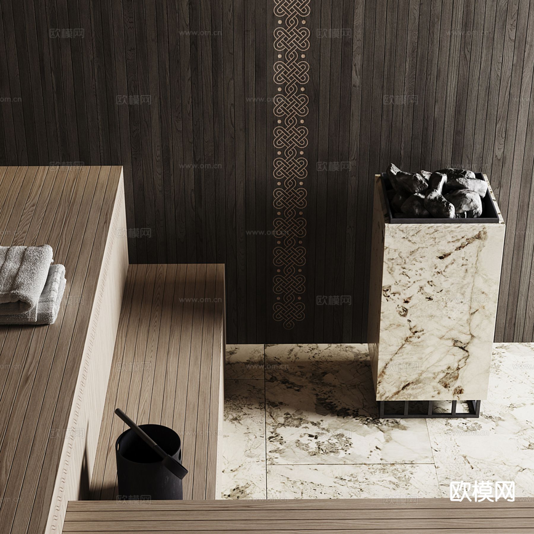 新中式桑拿房 汗蒸房su模型下载（渲染图4）