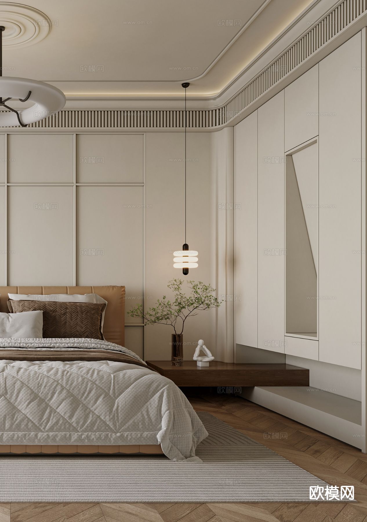 法式卧室 主卧3d模型下载（渲染图3）
