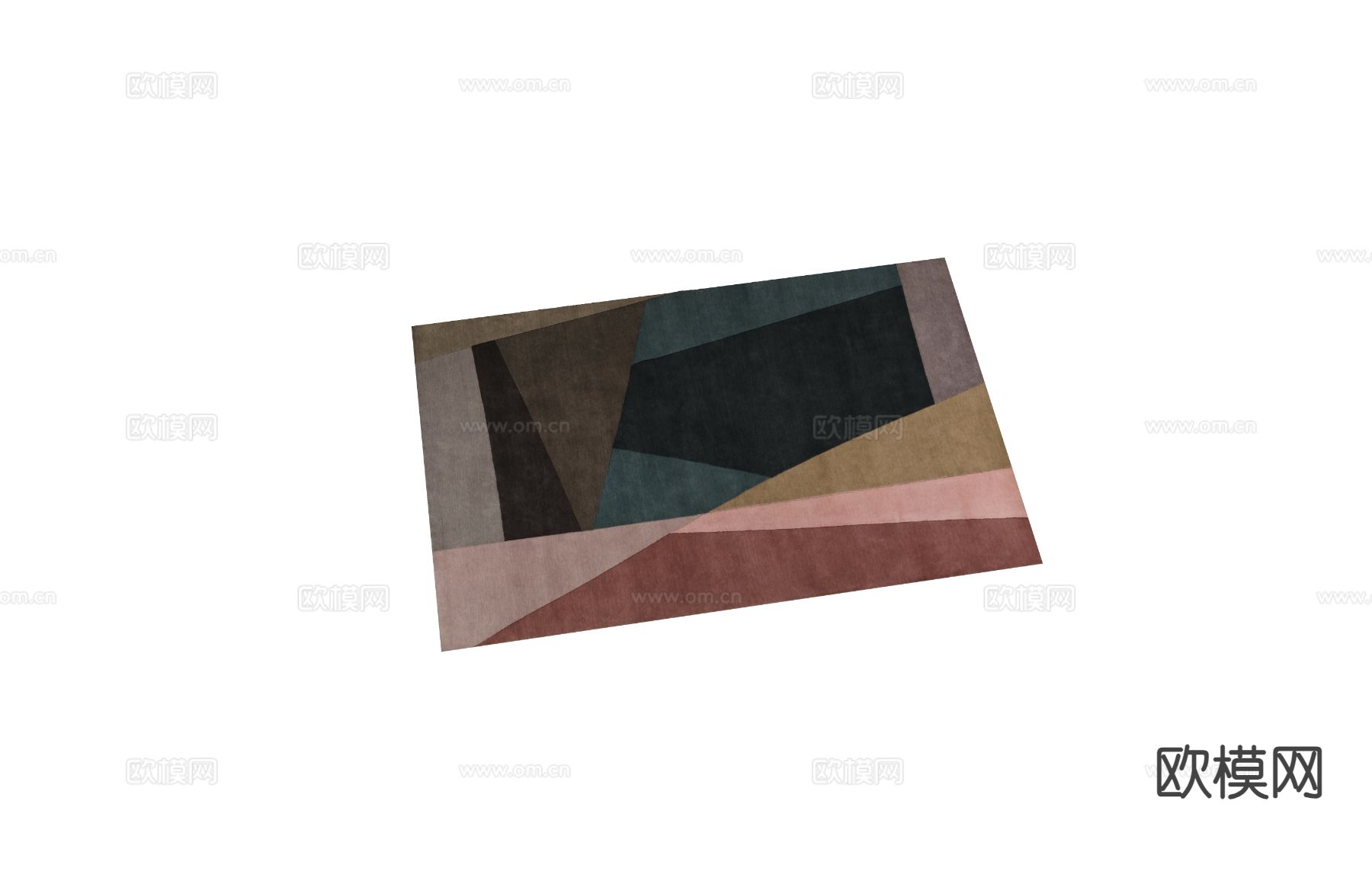 抽象地毯 客厅地毯 方形地毯su模型下载（渲染图1）