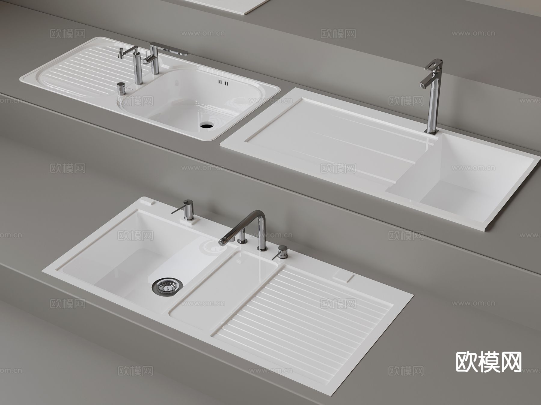 浴室盆 一体盆 陶瓷盆su模型下载（渲染图2）