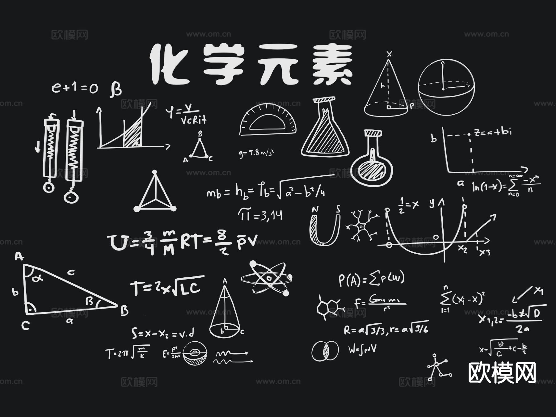 化学元素墙饰 分子 实验图标3d模型