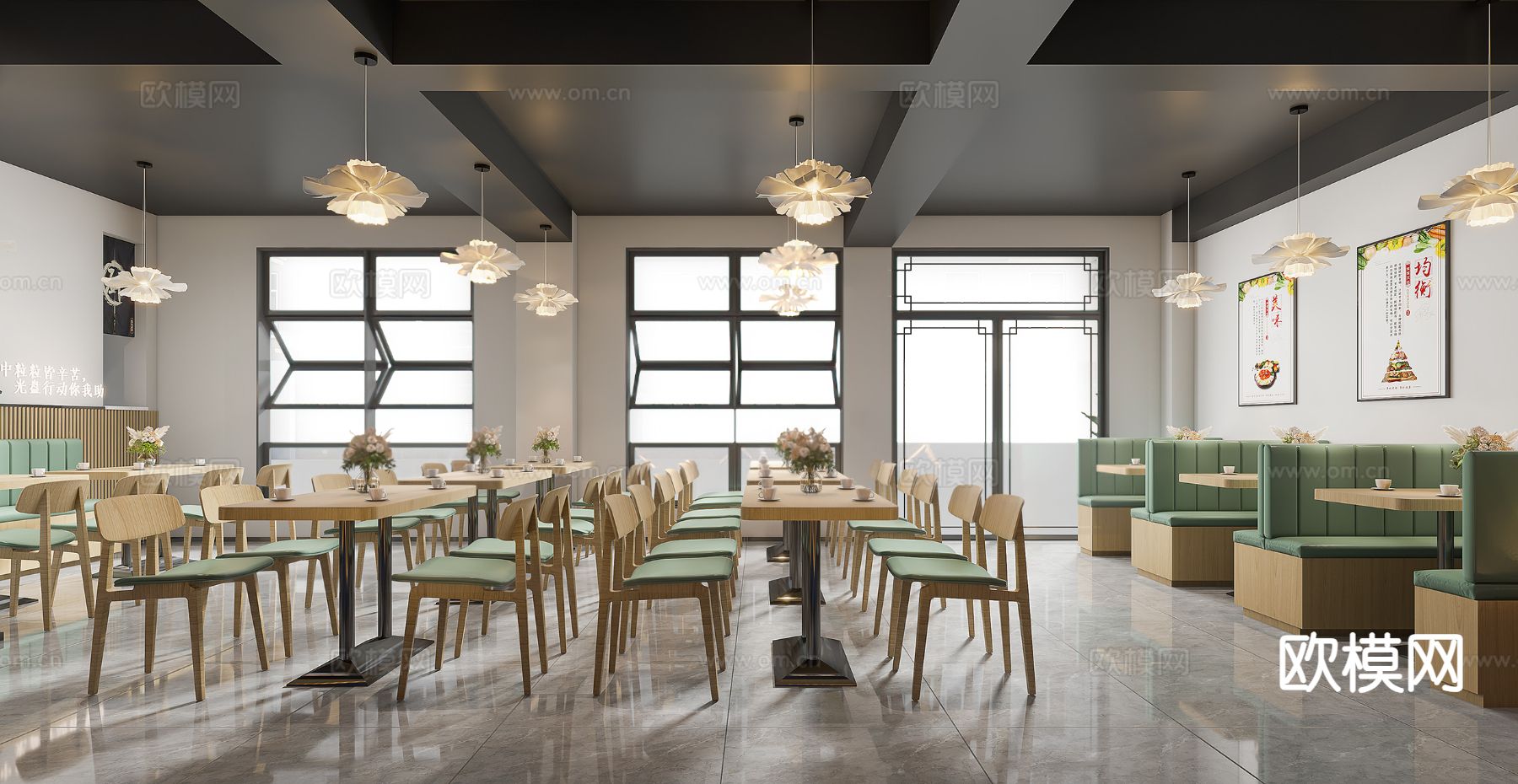 员工食堂 职工餐厅3d模型下载