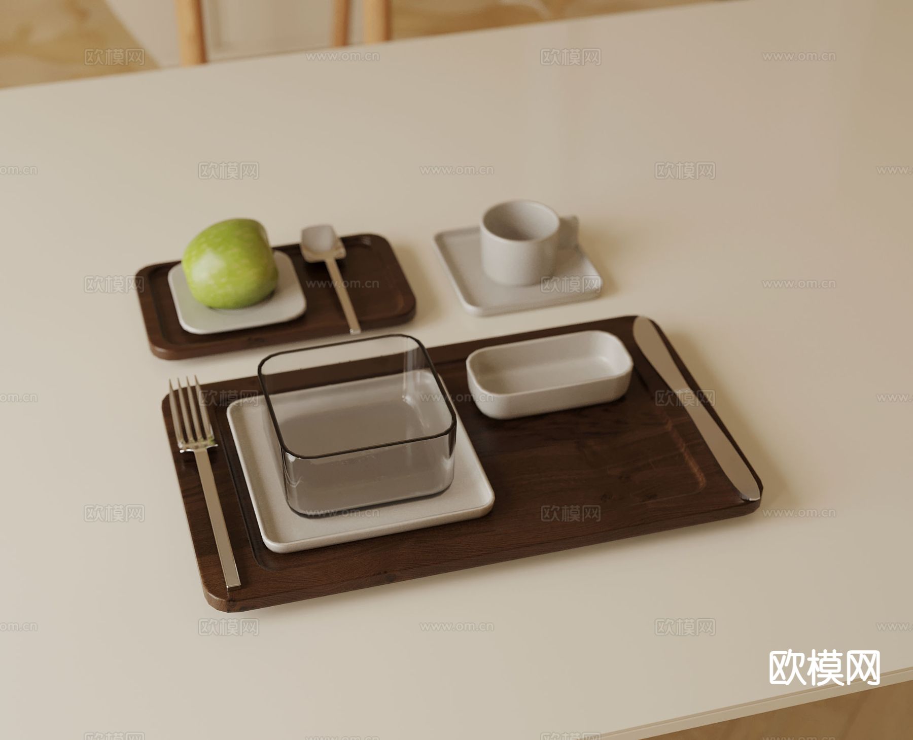 现代餐具 刀叉 咖啡杯3d模型下载