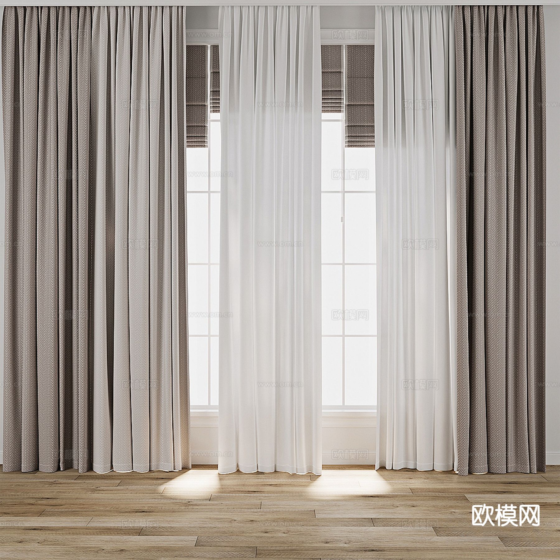 素色窗帘 窗纱 纱帘3d模型下载