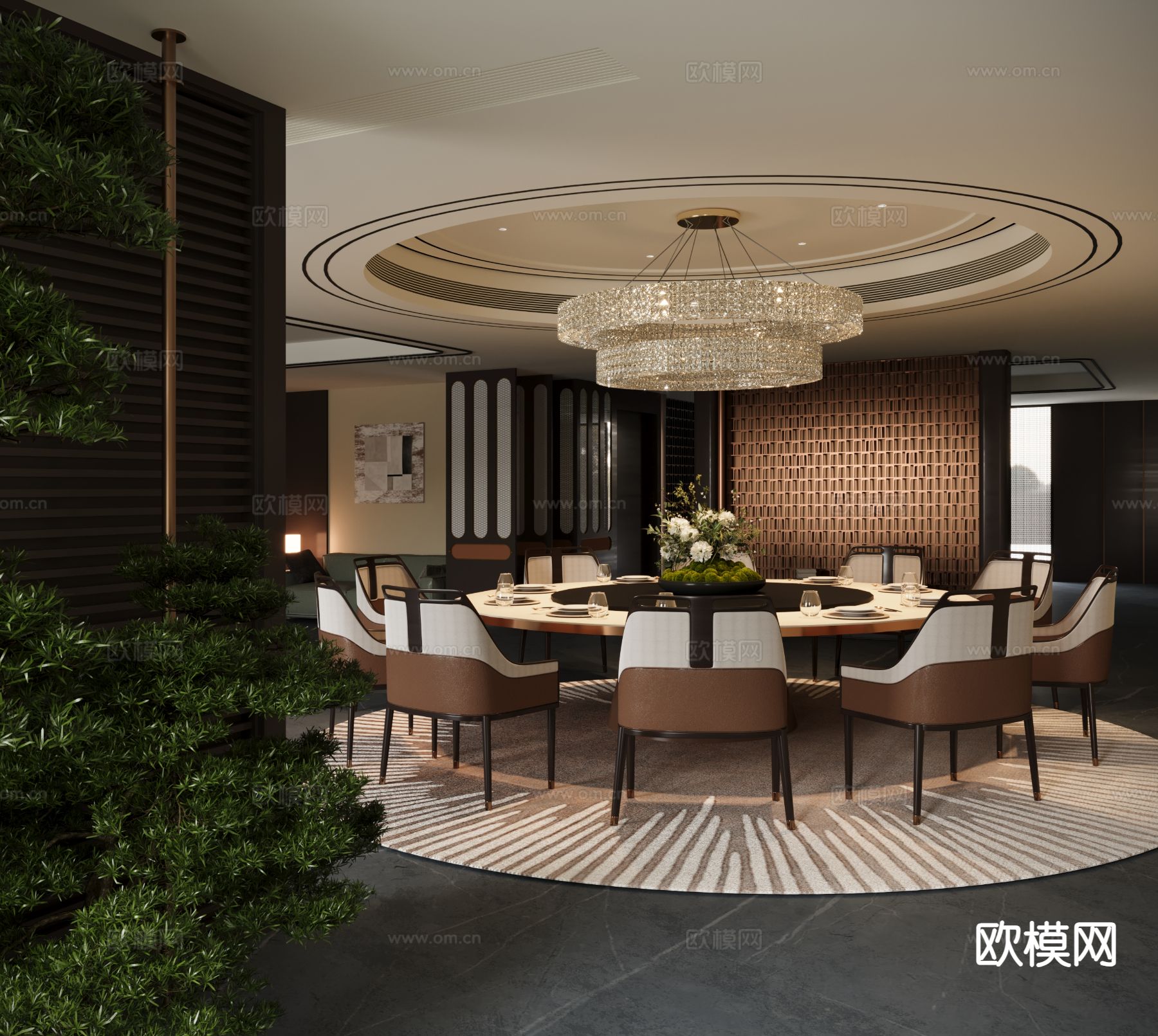 现代餐厅包房su模型下载（渲染图3）