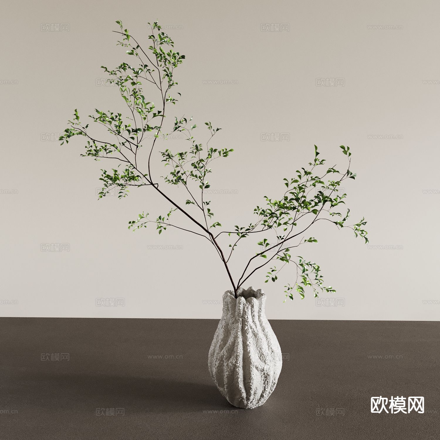 侘寂花瓶 花艺 绿植 插花3d模型