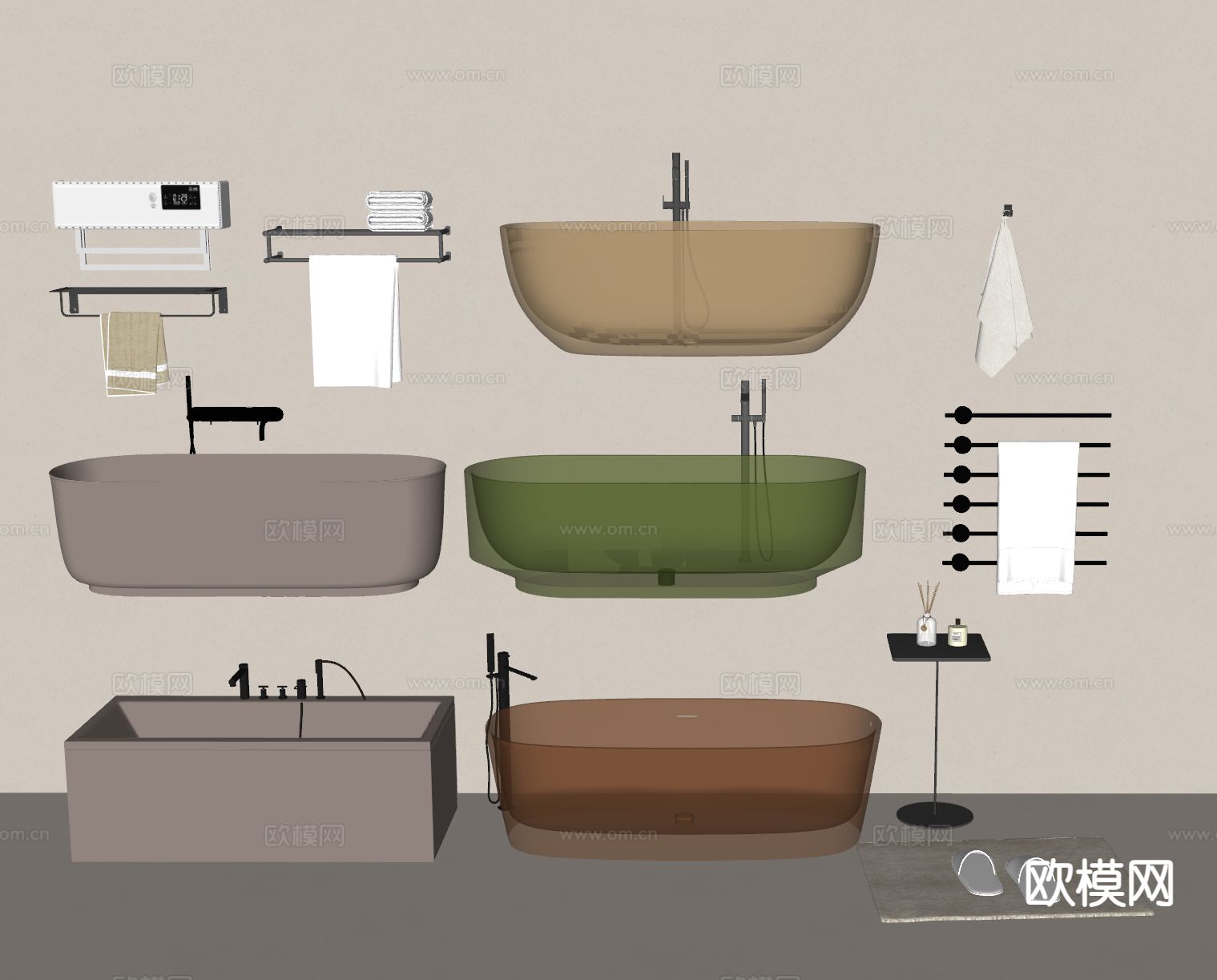 浴缸 亚克力浴缸su模型下载（渲染图1）