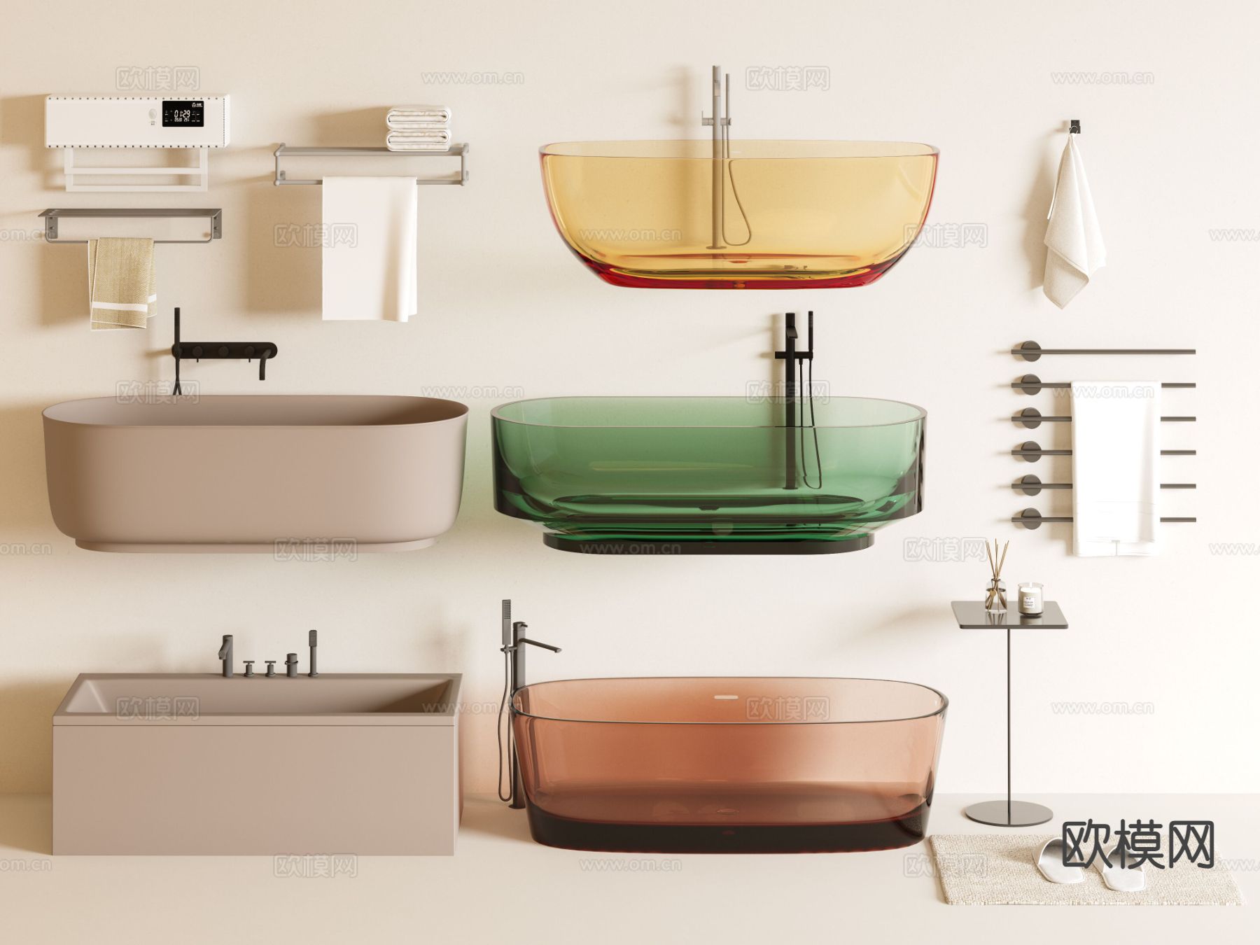 浴缸 亚克力浴缸su模型下载（渲染图2）