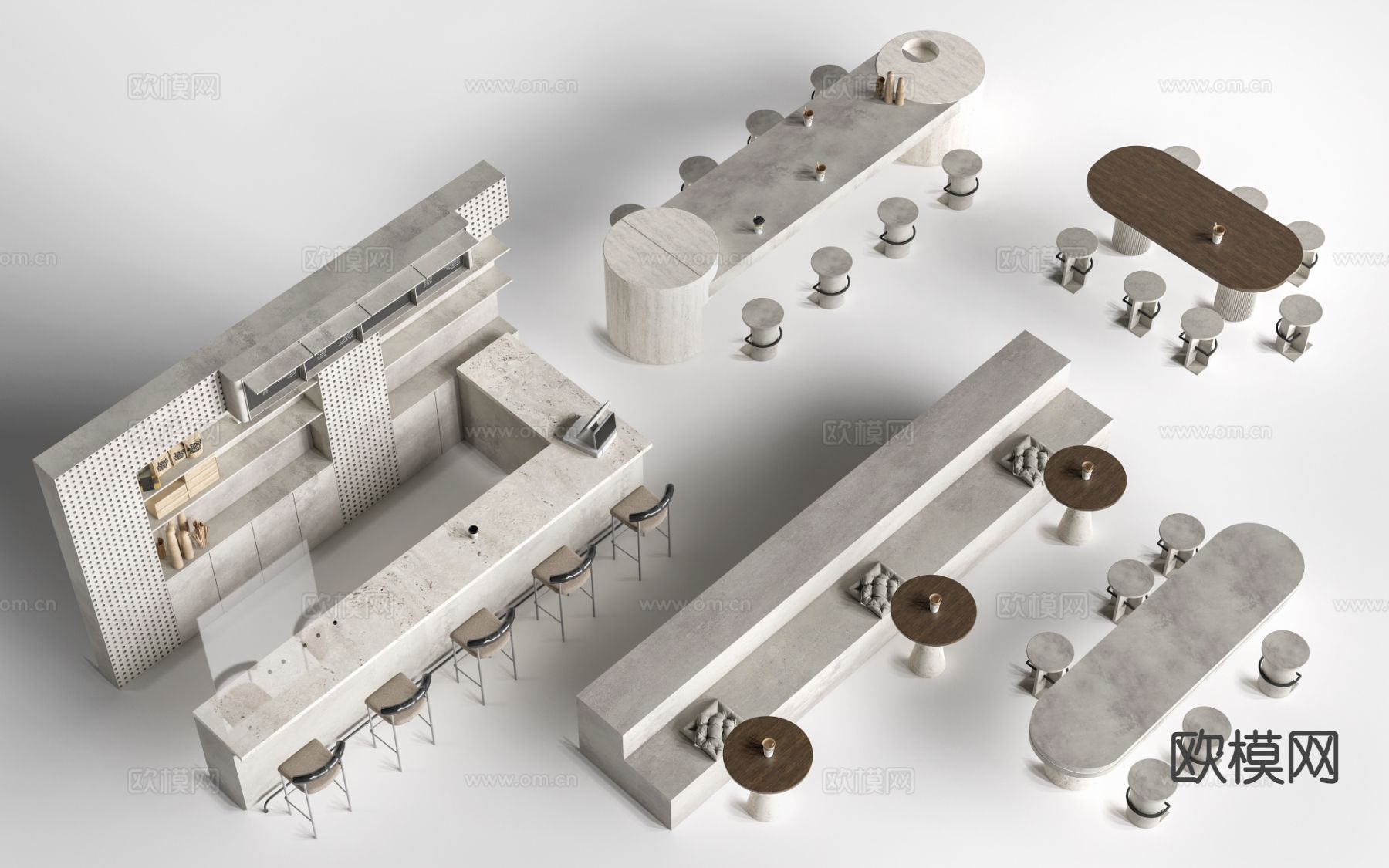 现代水吧台 操作台 接待台su模型下载（渲染图2）