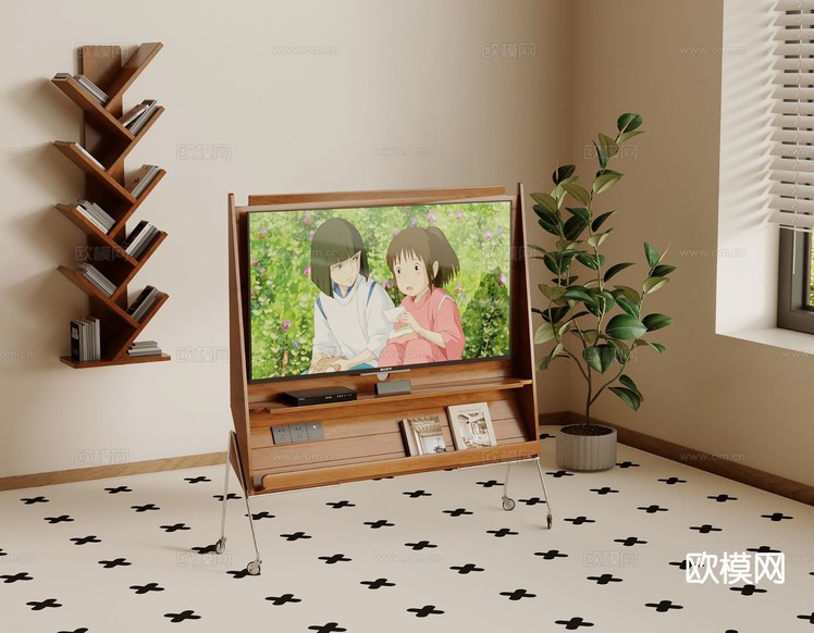 电视支架 移动电视盆栽3d模型下载
