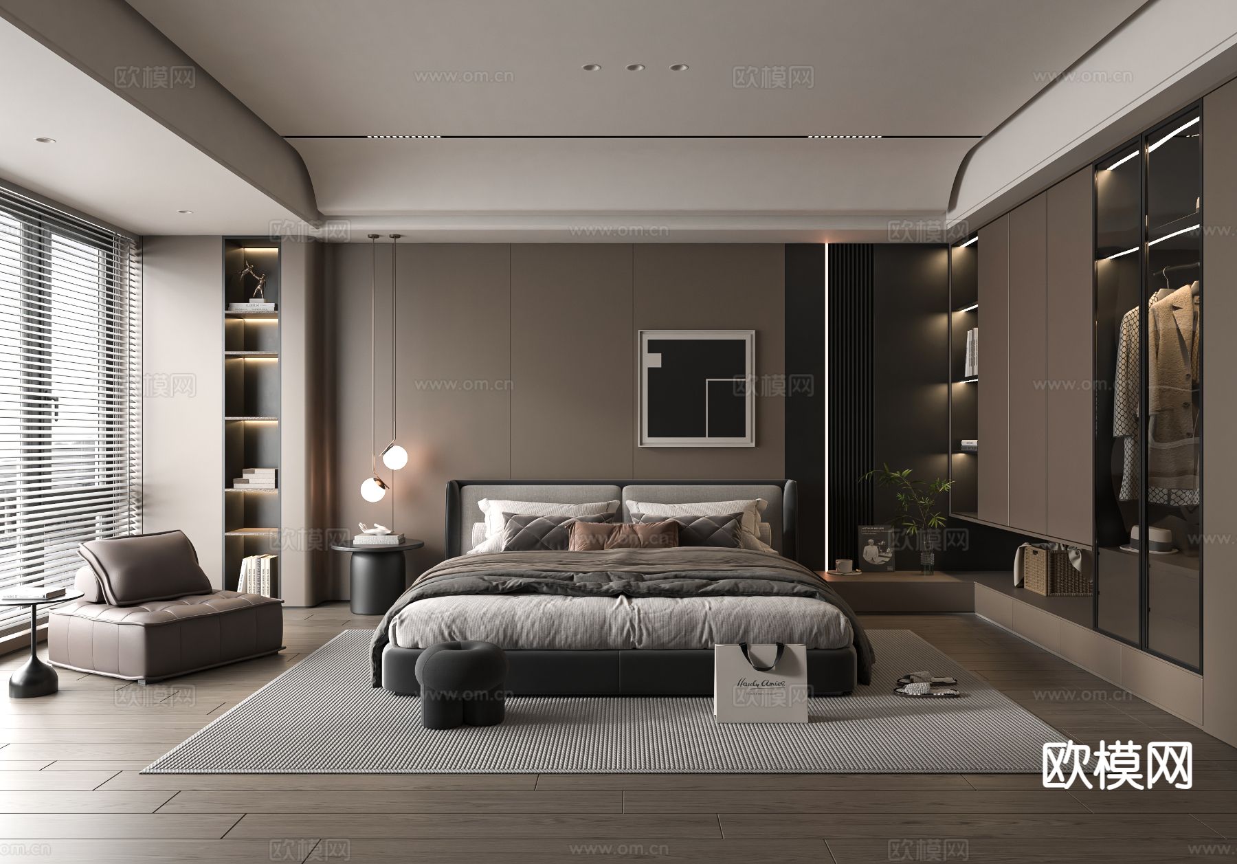 意式卧室 主卧3d模型下载