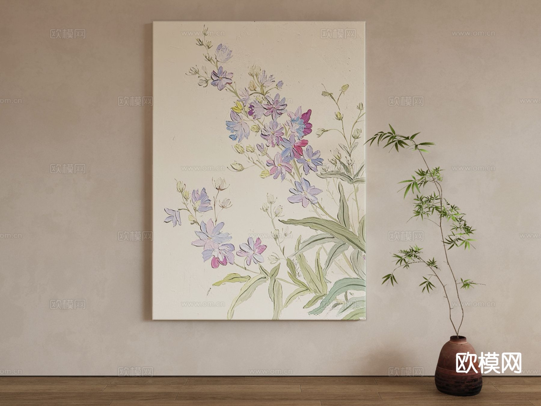 现代花朵油画 装饰画3d模型