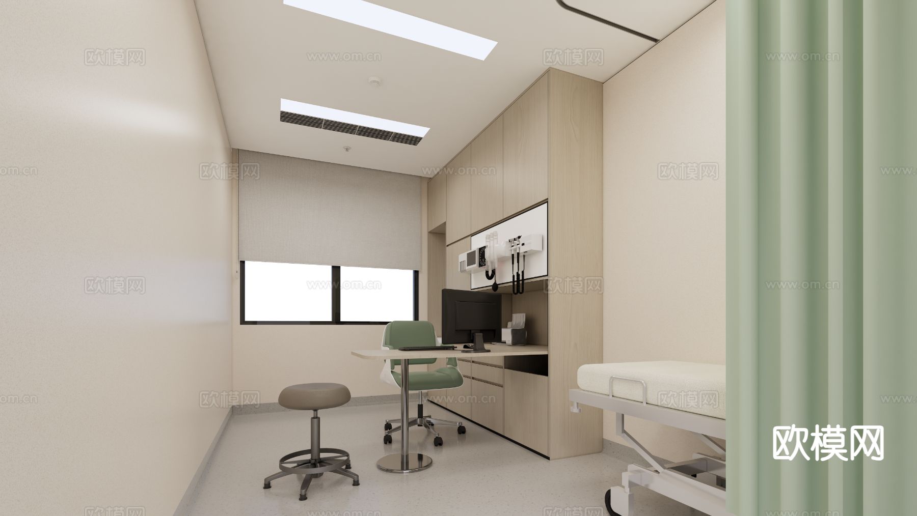 现代医疗门诊su模型下载（渲染图2）