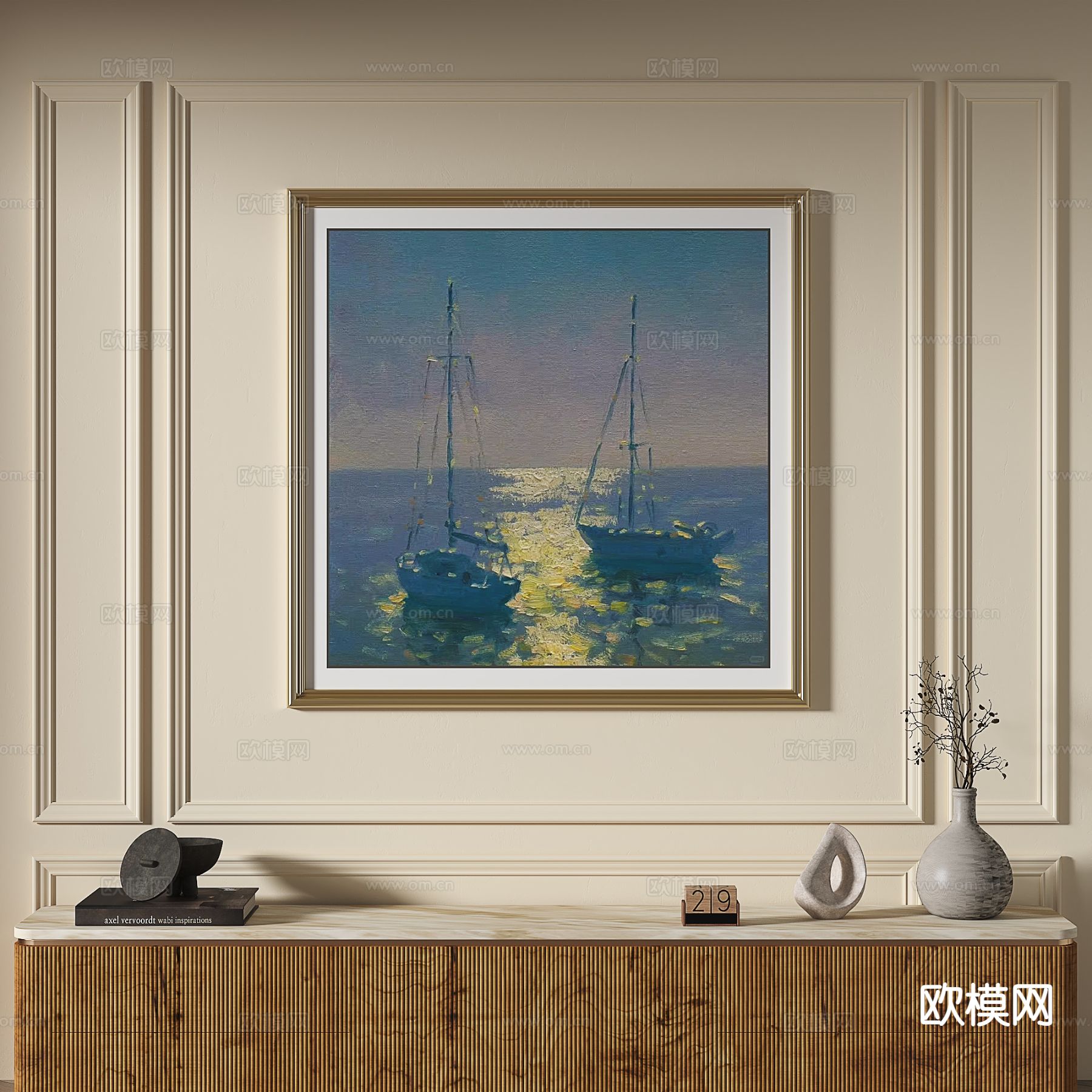 法式装饰画 油画 风景画 挂画3d模型