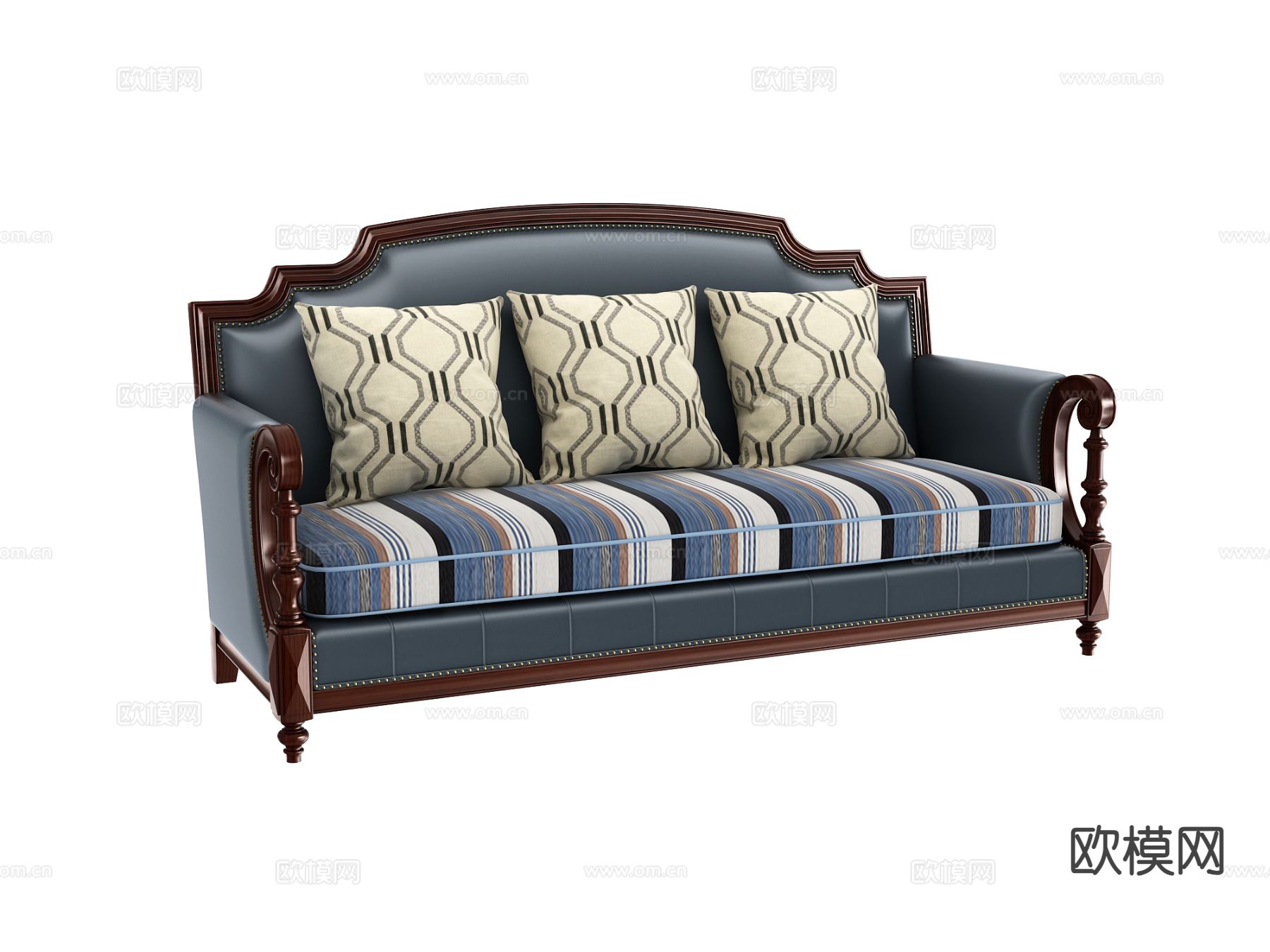 欧式多人沙发3d模型下载