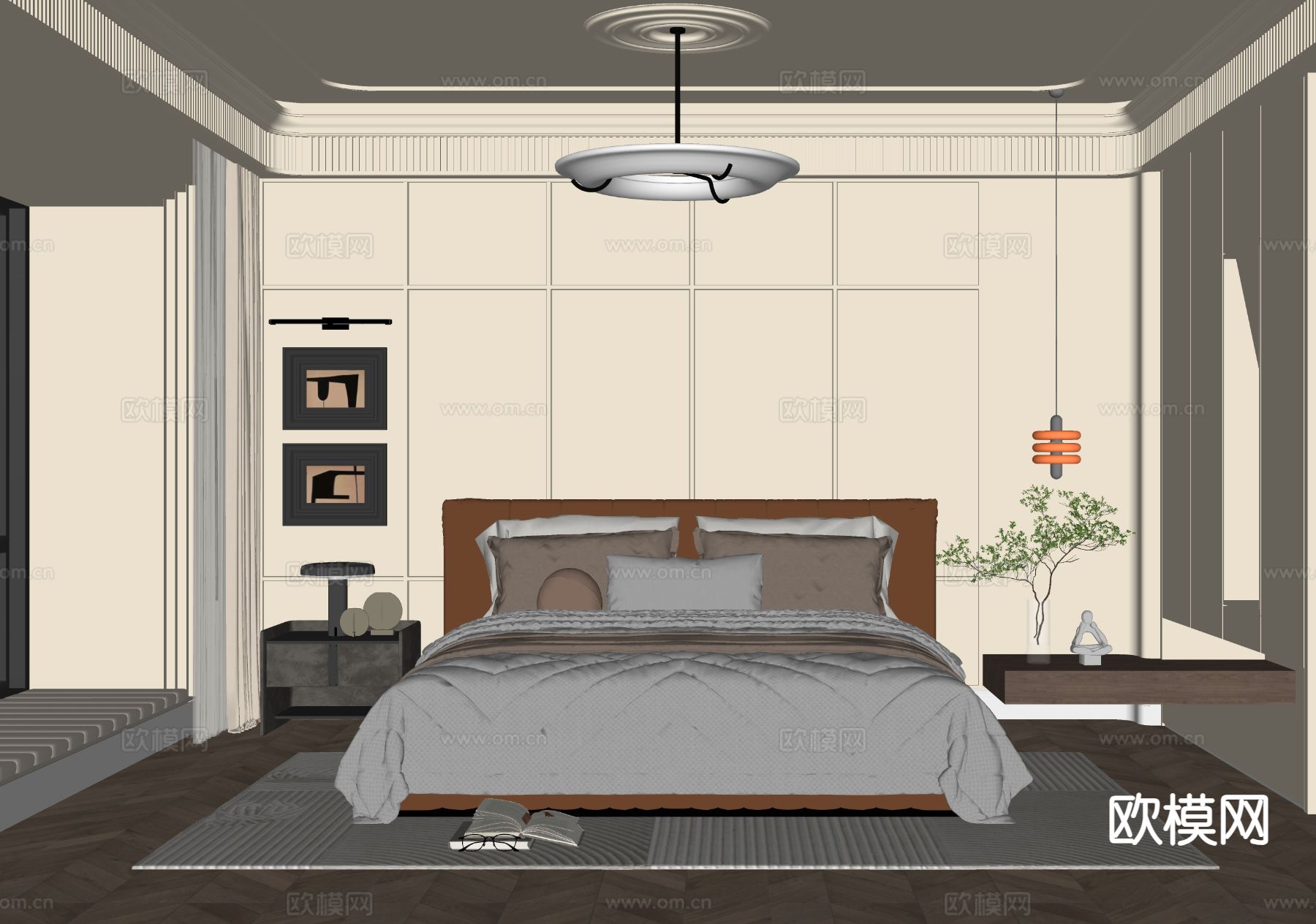 法式卧室 主卧su模型下载（渲染图1）