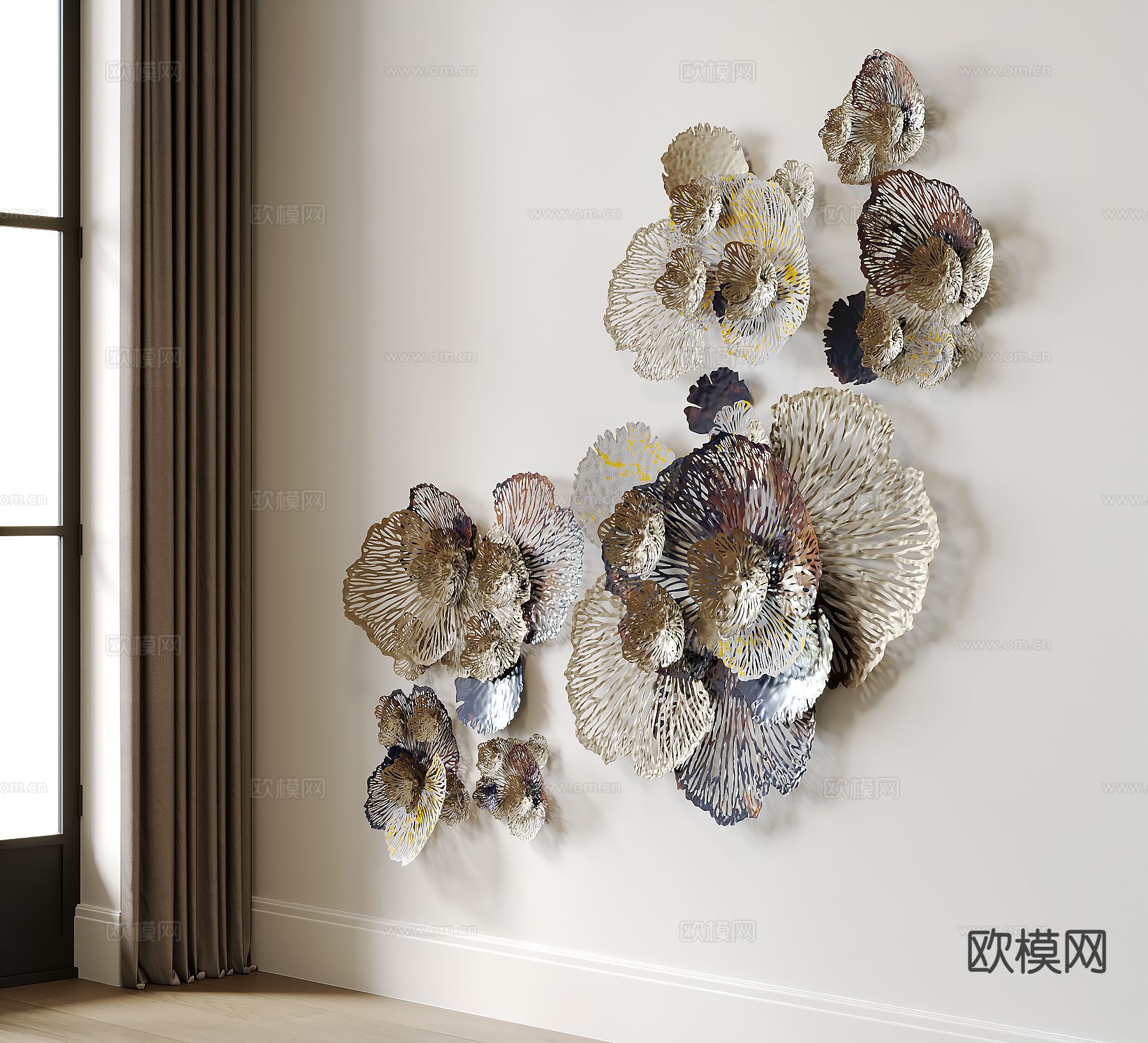 现代花瓣墙饰su模型