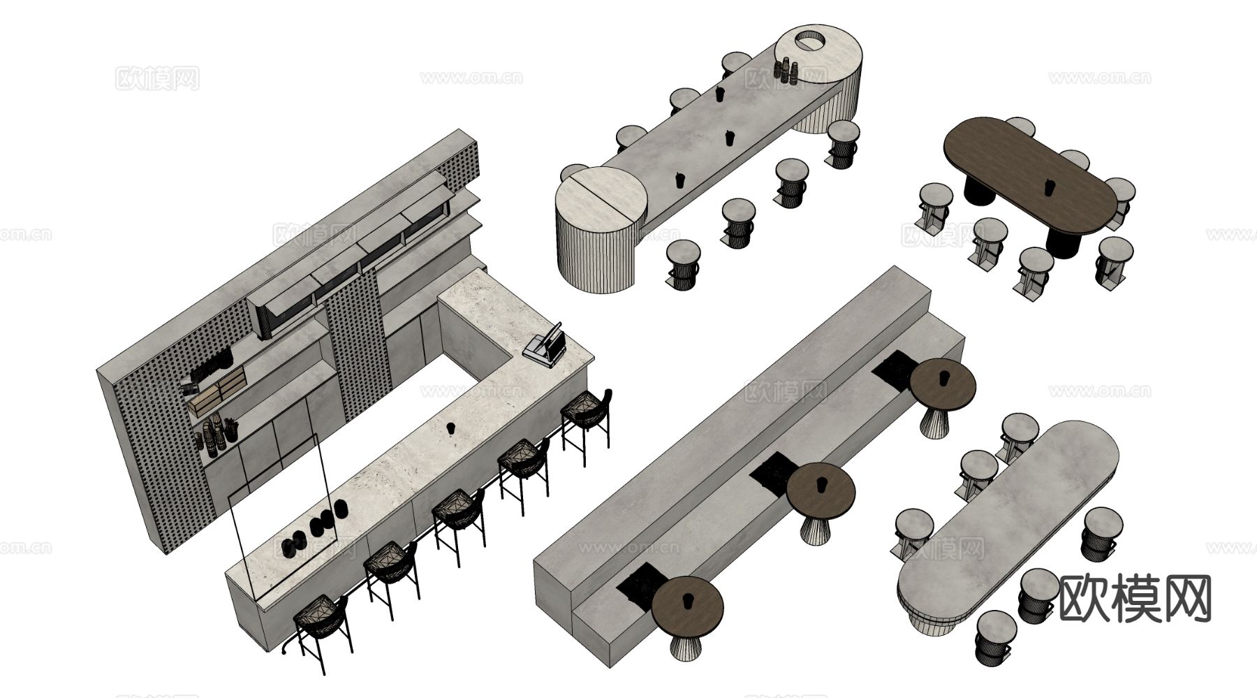 现代水吧台 操作台 接待台su模型下载（渲染图1）