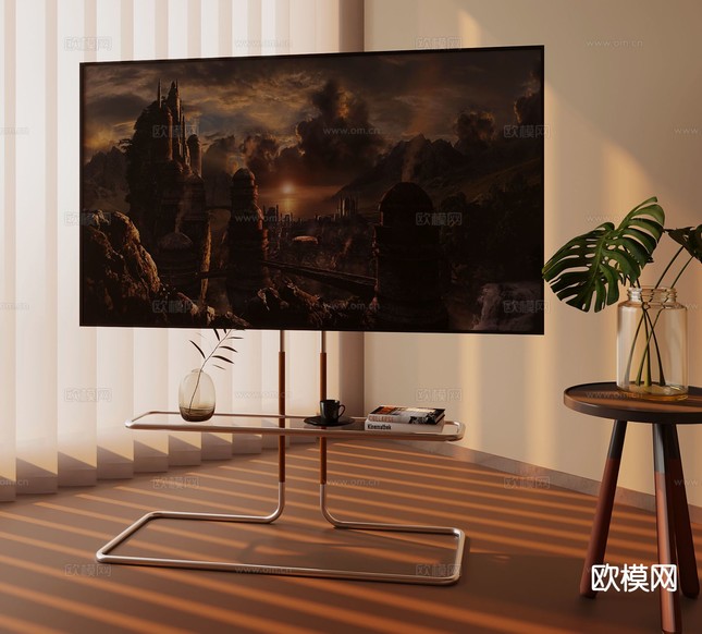 支架电视 移动电视3d模型下载