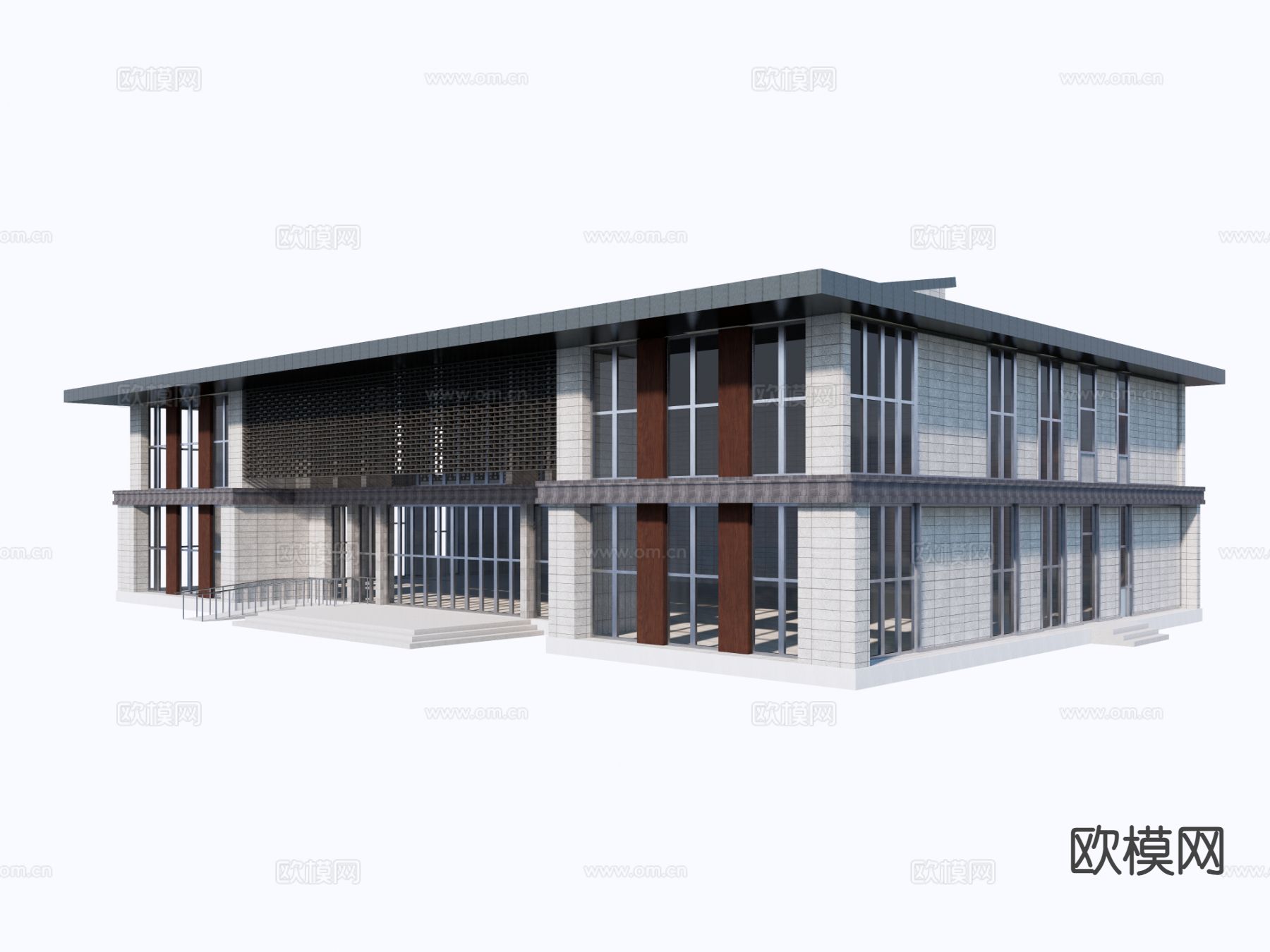 现代展览管 文化馆su模型下载（渲染图3）