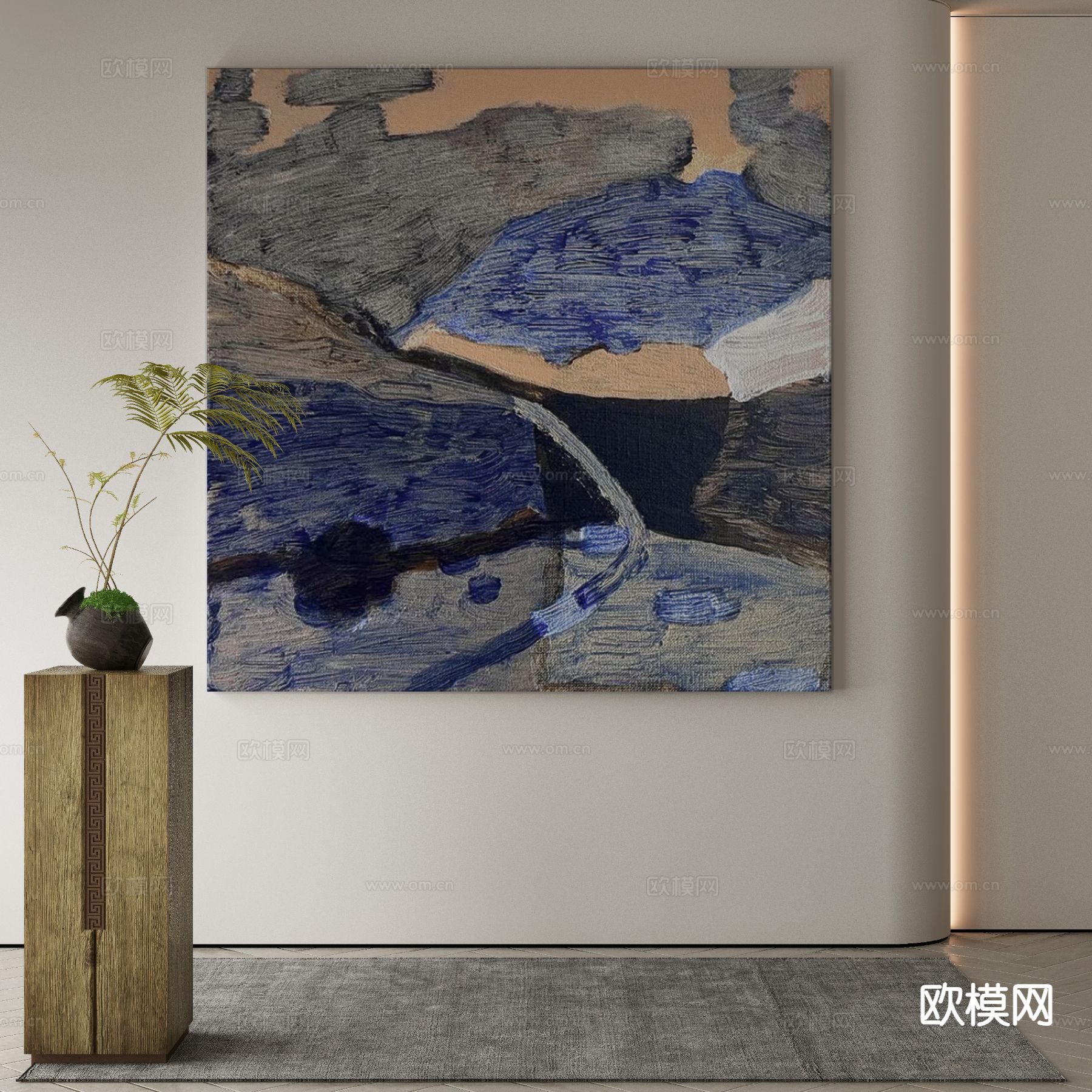 现代抽象油画 装饰画3d模型