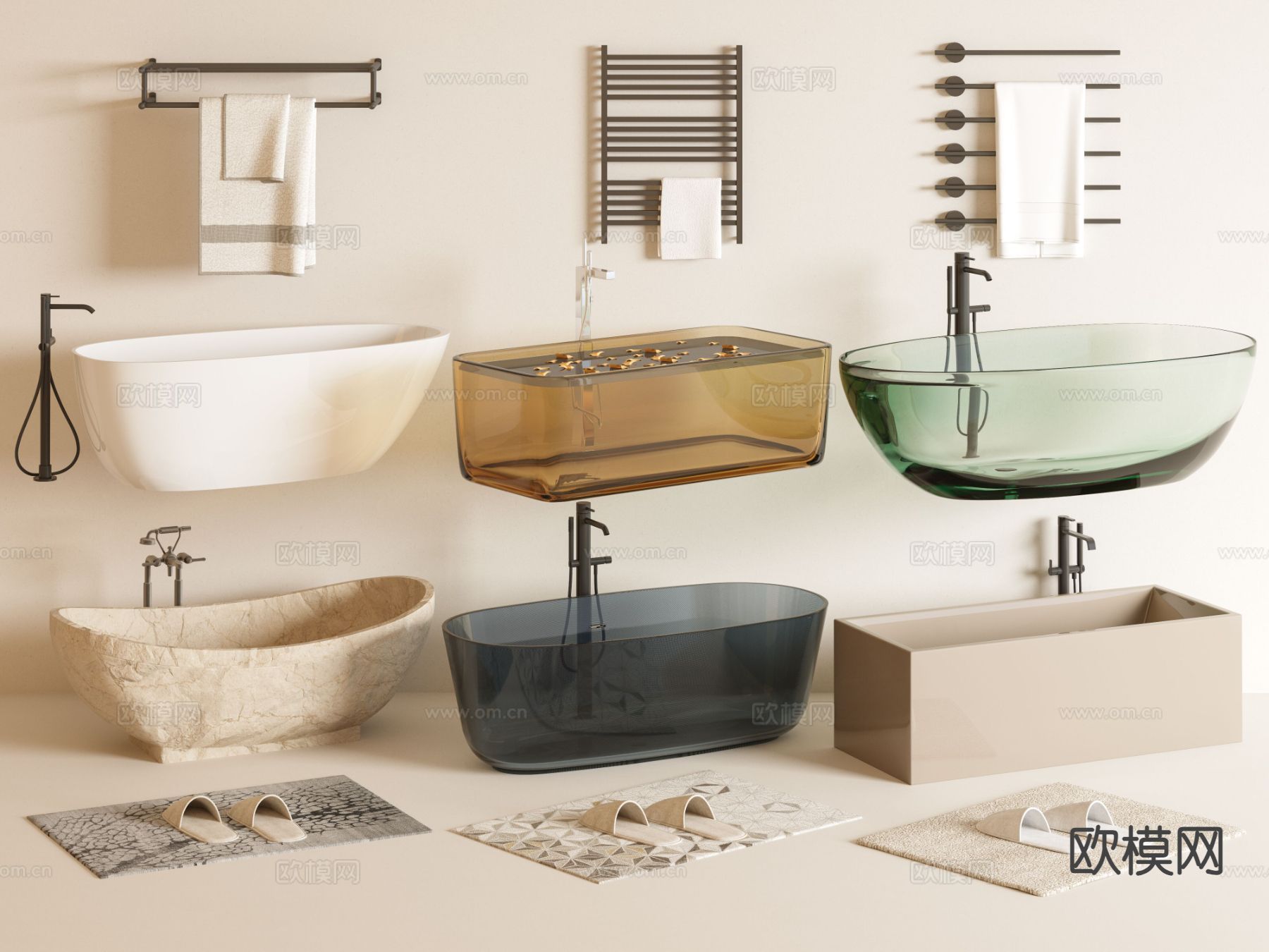 浴缸 亚克力浴缸su模型下载（渲染图2）