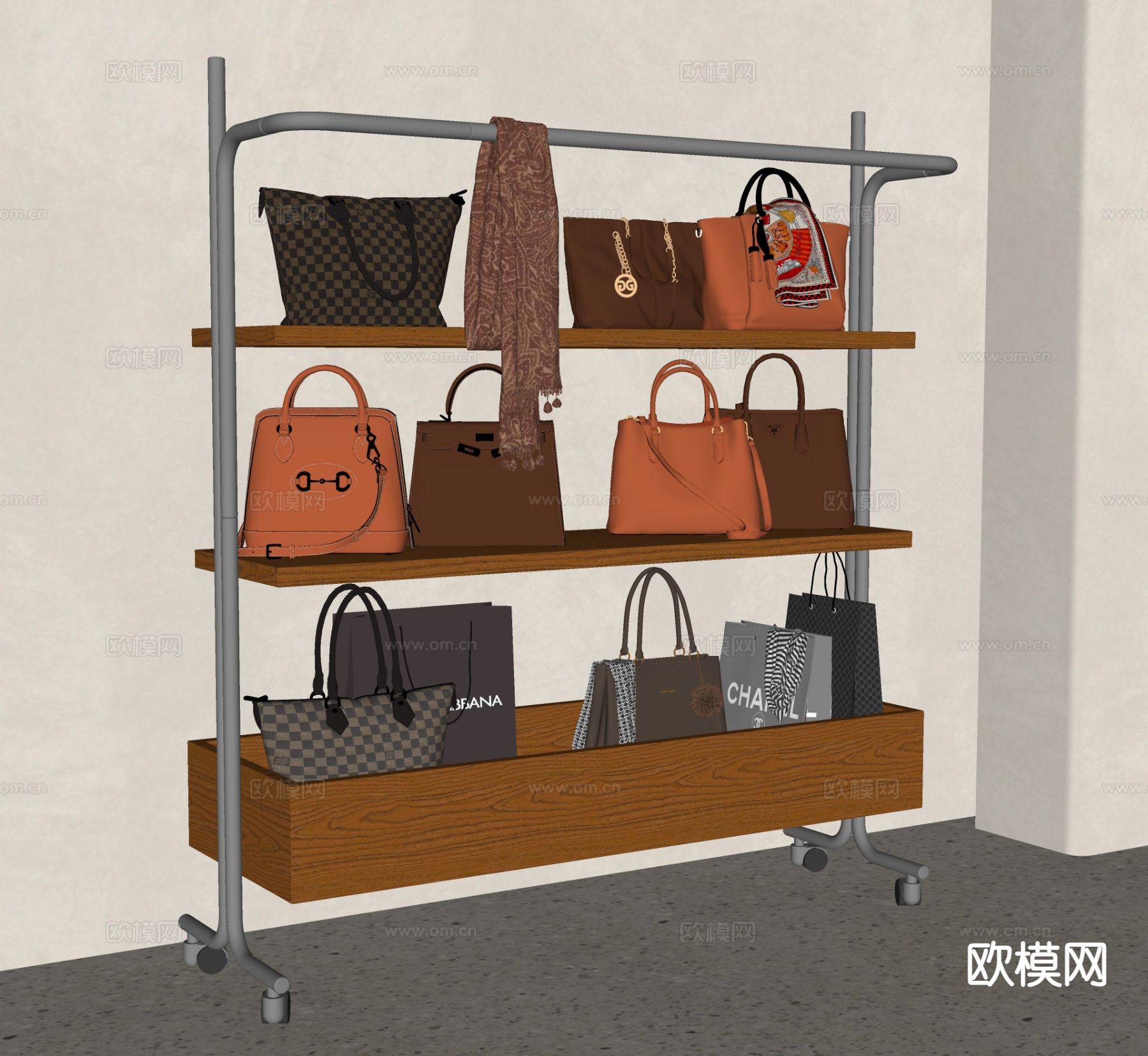 现代手提包su模型下载（渲染图1）