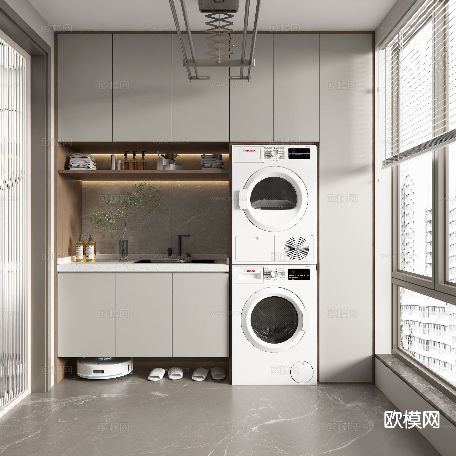 现代阳台 洗衣房3d模型下载