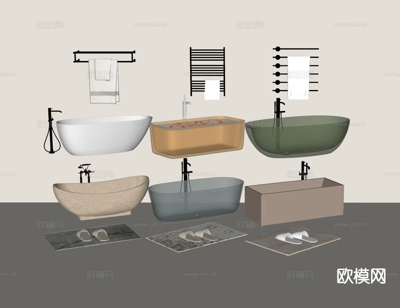 浴缸 亚克力浴缸su模型下载（渲染图1）