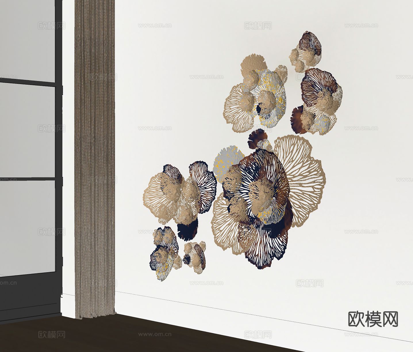 现代花瓣墙饰su模型