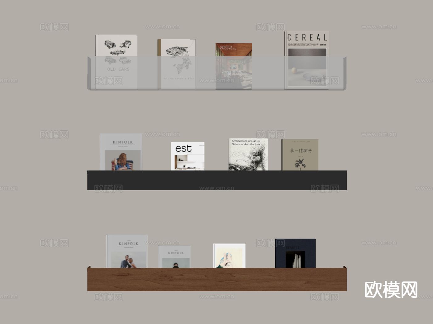 现代书架su模型下载（渲染图1）