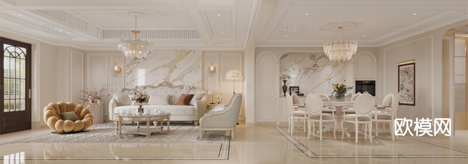 法式客餐厅3d模型下载