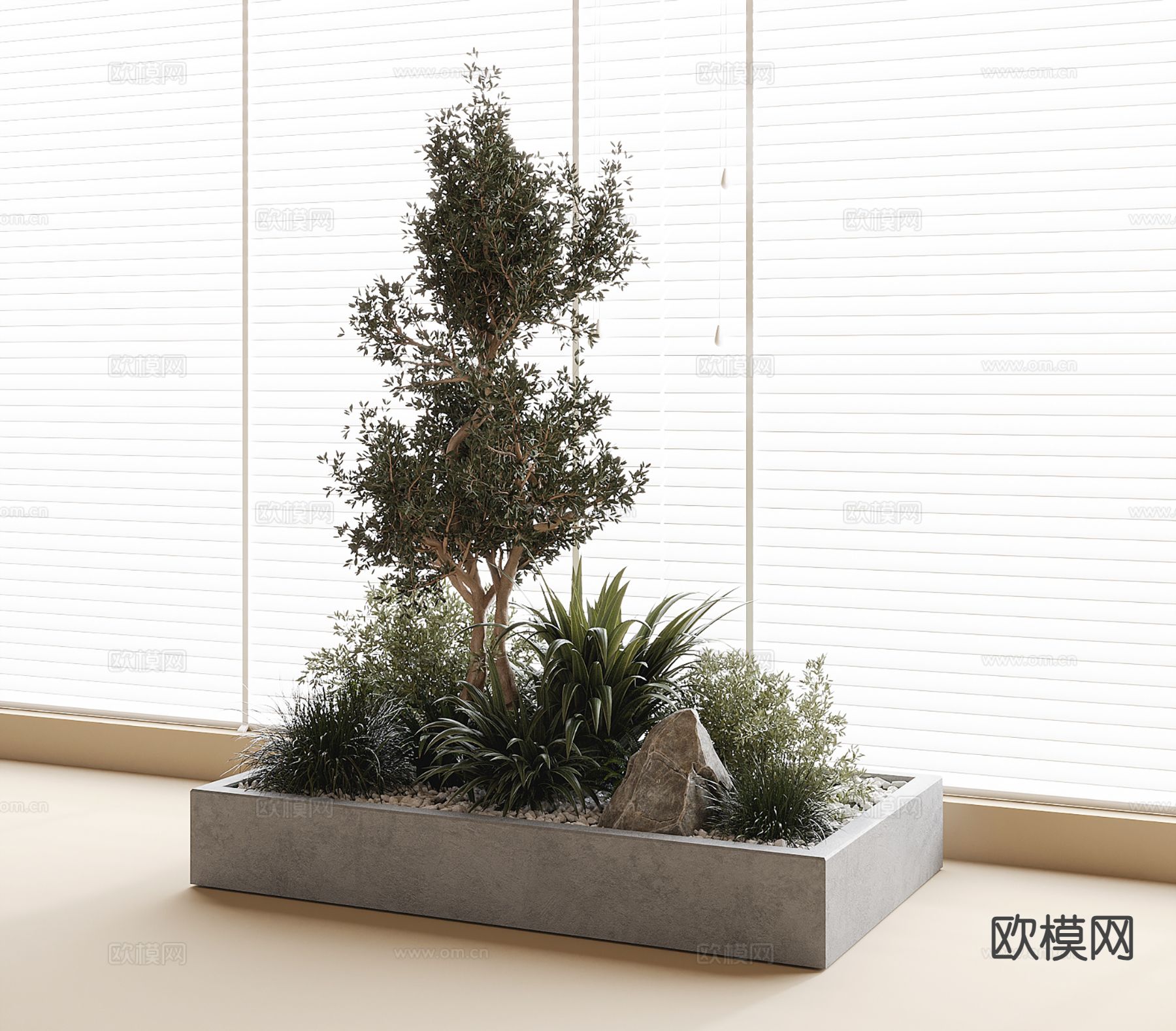 现代植物堆 室内造景3d模型