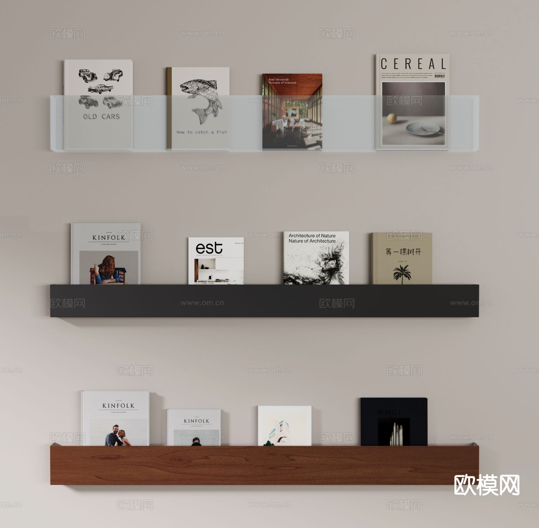 现代书架su模型下载（渲染图2）