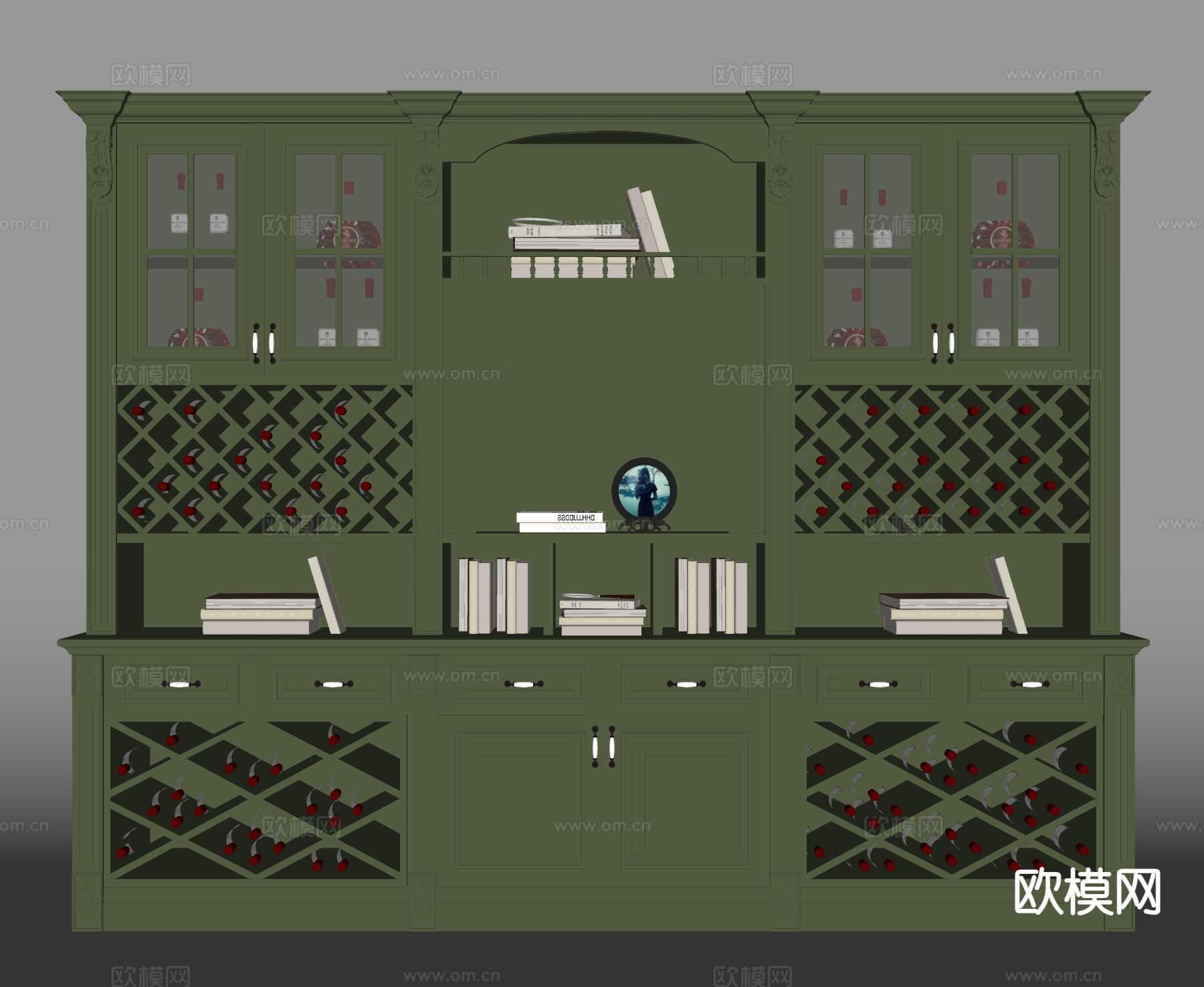 欧式酒柜su模型下载（渲染图1）
