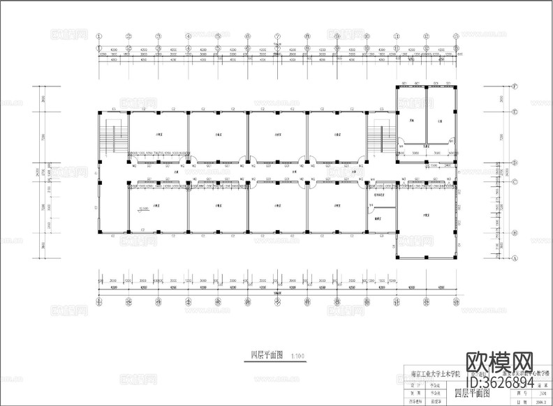 4層職教樓 教學(xué)樓CAD施工圖下載(渲染圖8)