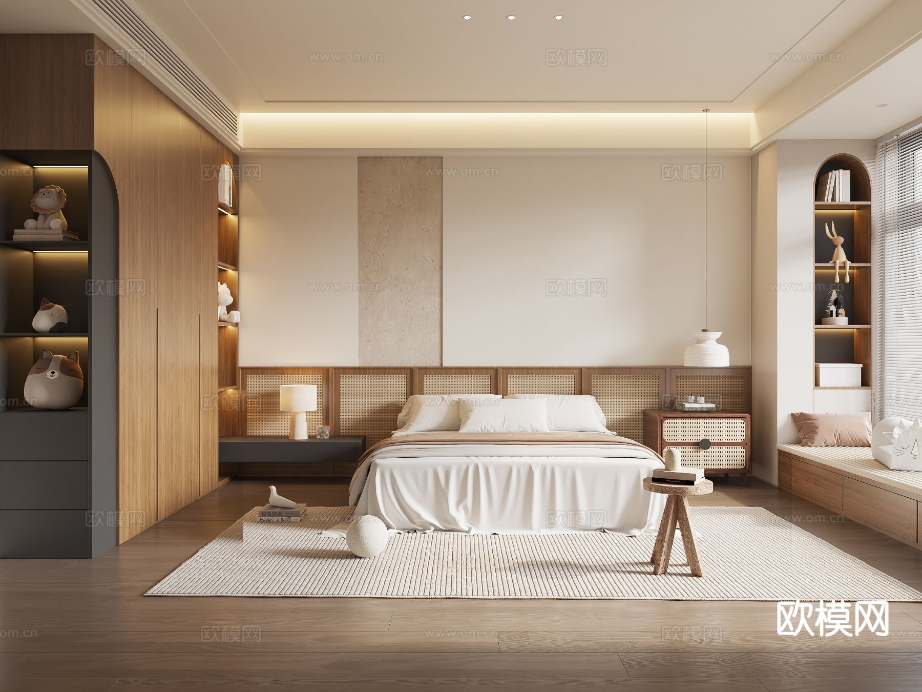 中古风主卧 卧室3d模型下载