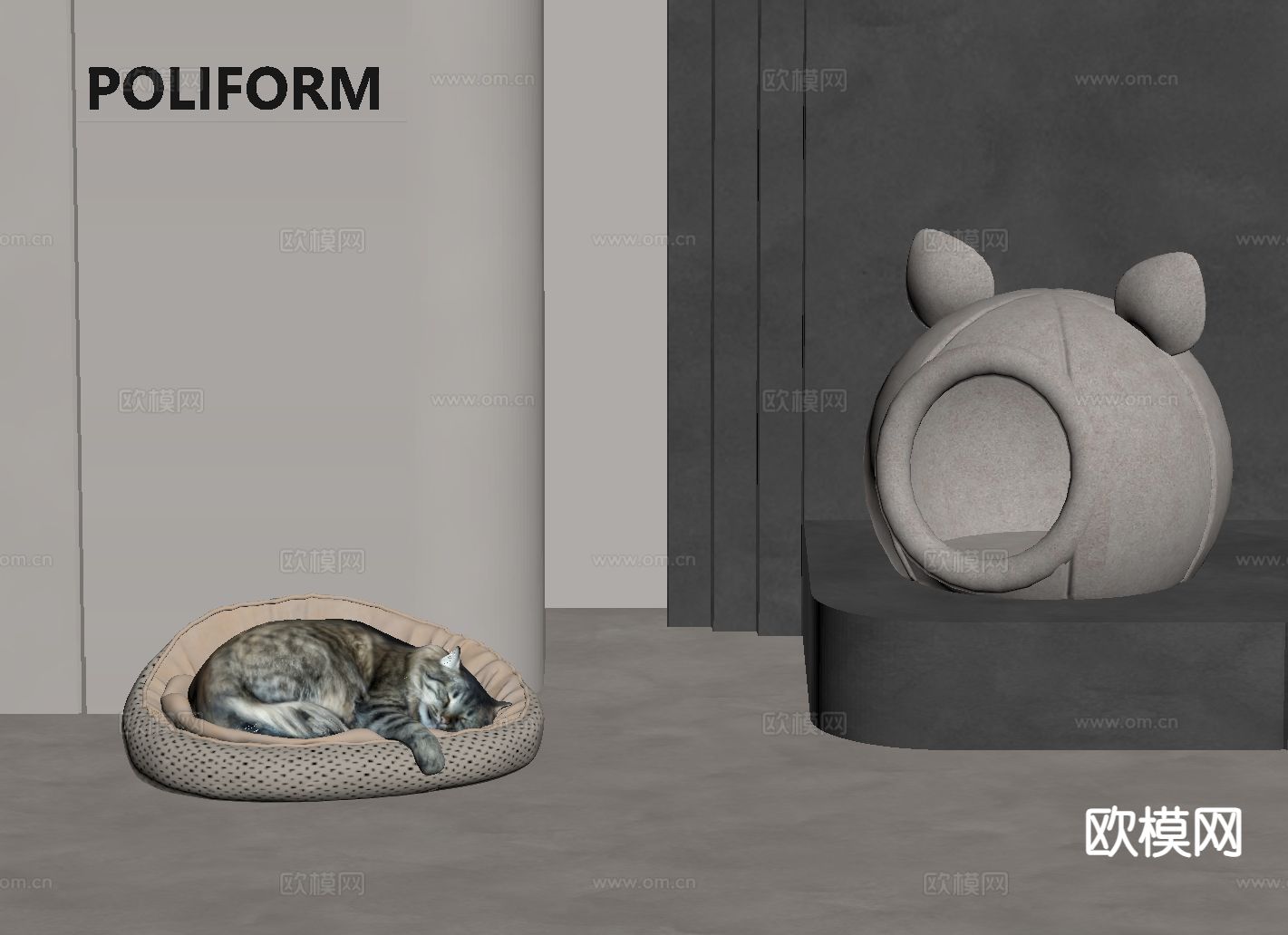 现代猫舍 狗舍 猫屋 狗屋su模型下载（渲染图1）