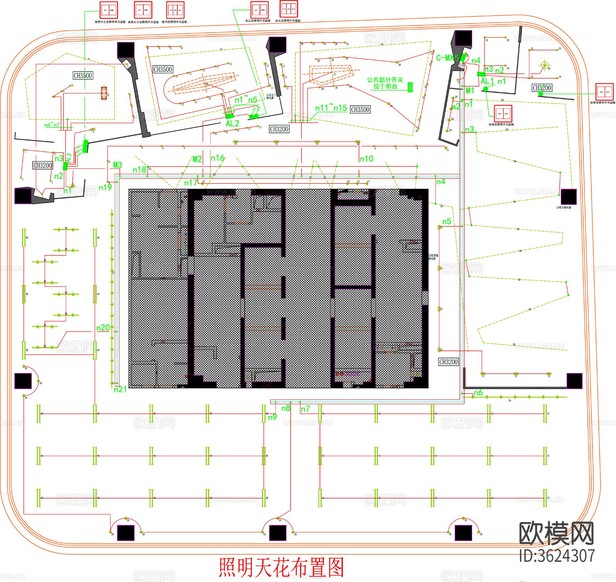 辦公空間CAD平面圖下載(渲染圖3)
