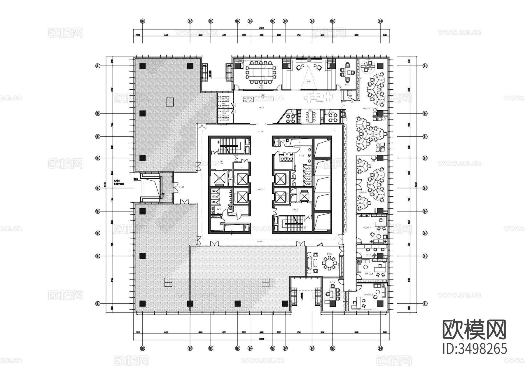 125个办公空间CAD平面图库下载（渲染图5）